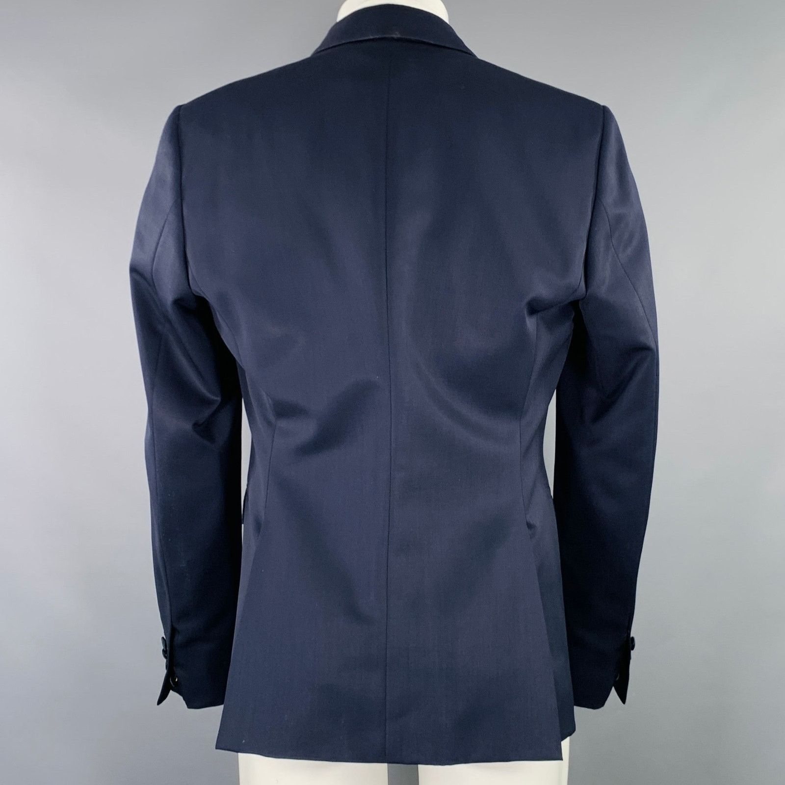 Burberry Prorsum Size 40 Navy Blue Virgin Wool Tuxedo Sport Coat Size 40R - 3 Thumbnail