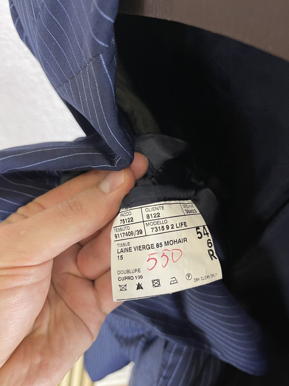 Corneliani blue striped wool mohair 2 button blazer
