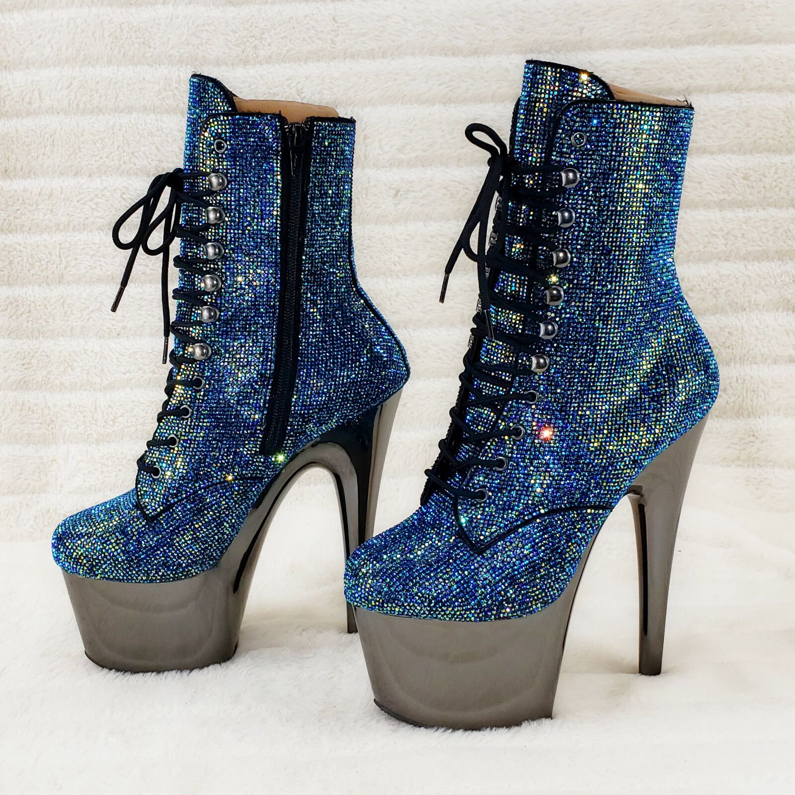 Other Bejeweled 1020CHRS Teal Pewter Rhinestone 7" High Heel Platf Size US 9 / IT 39 - 2 Thumbnail