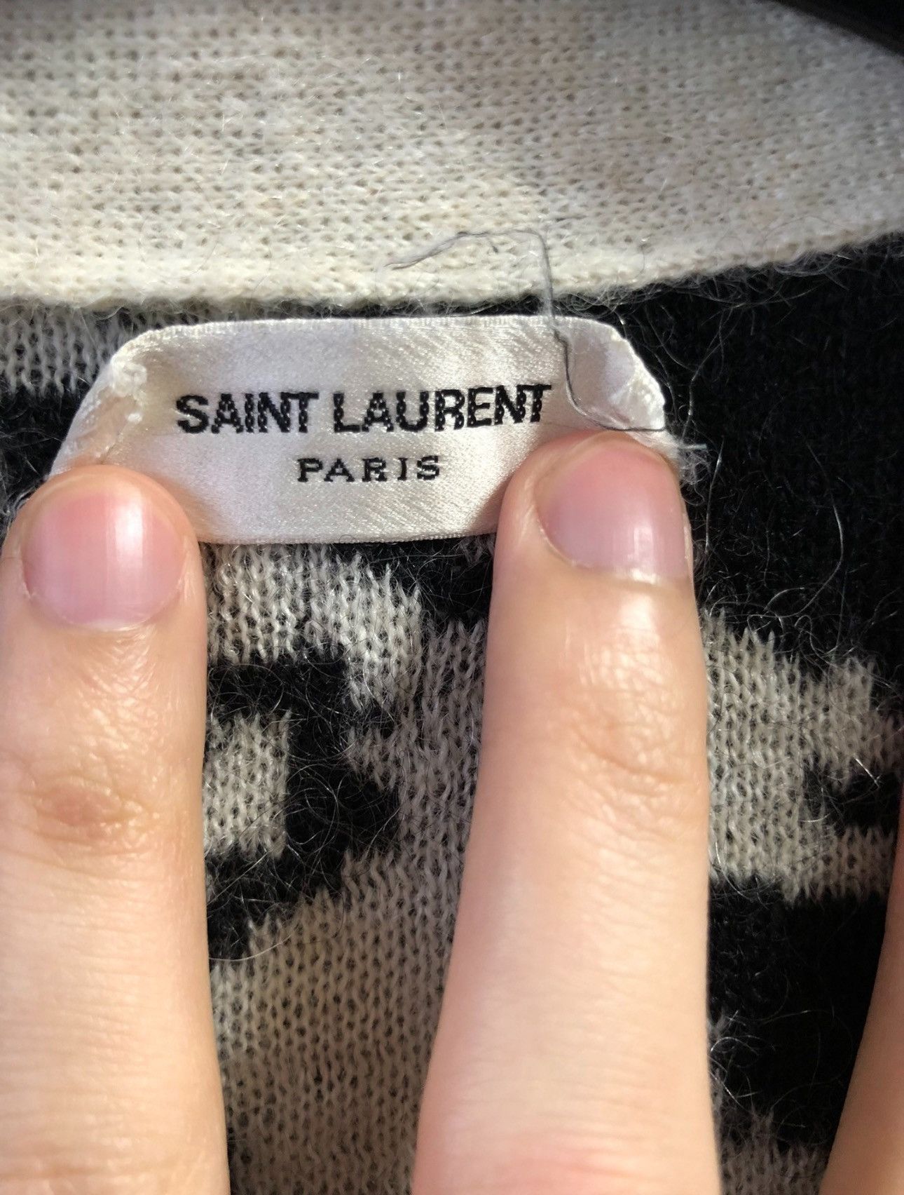 Saint Laurent Paris Saint Laurent Paris Mohair Zebra Cardigan Sz.M Size US M / EU 48-50 / 2 - 7 Thumbnail