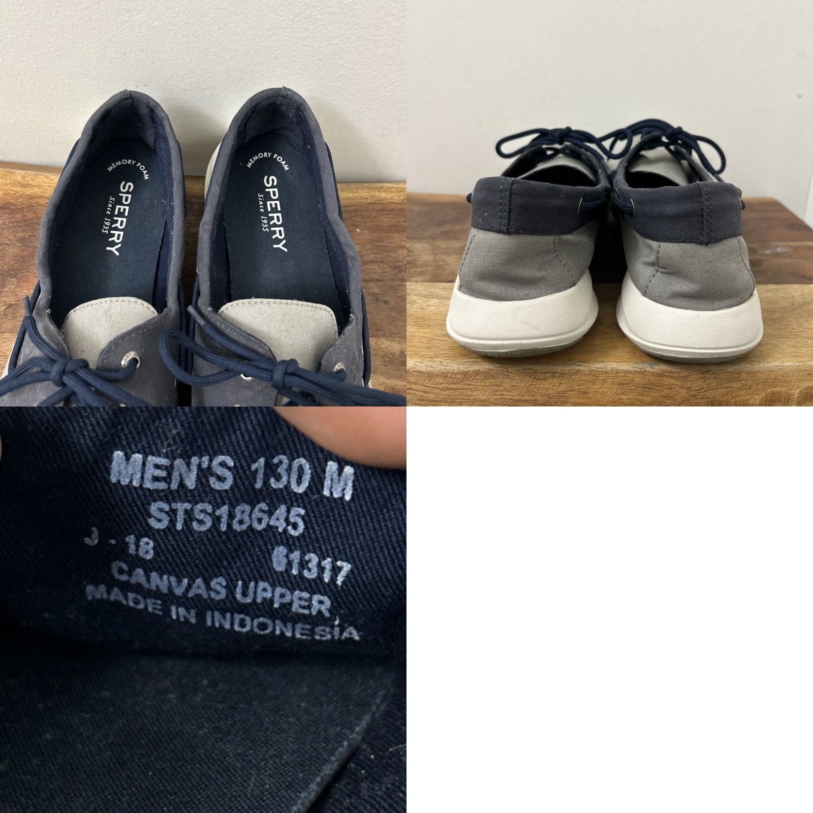 Sperry Sperry Top Sider Mens Boat Shoe Gray Blue Canvas Lace Up 2 Eye Memory Foam Insole Size 13 STS18645 Size US L / EU 52-54 / 3 - 9 Thumbnail