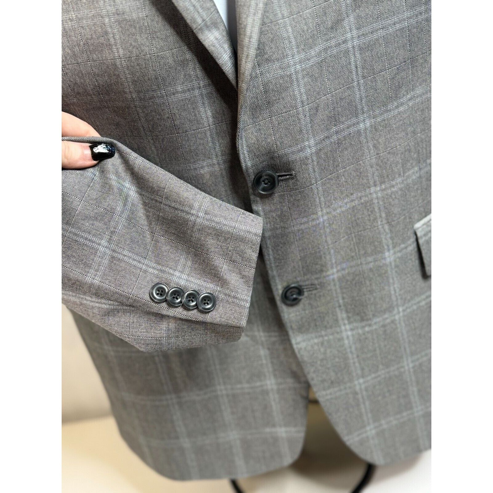 Michael Kors Michael Kors Light Gray Windowpane Blazer Sport Coat 44L Size 44L - 9 Thumbnail