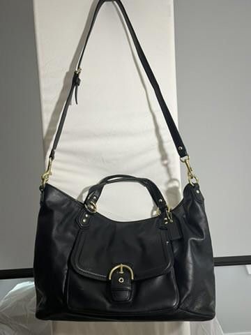 Coach Stylish Black coach Leather Handbag with Gold Accents Size ONE SIZE - 4 Thumbnail