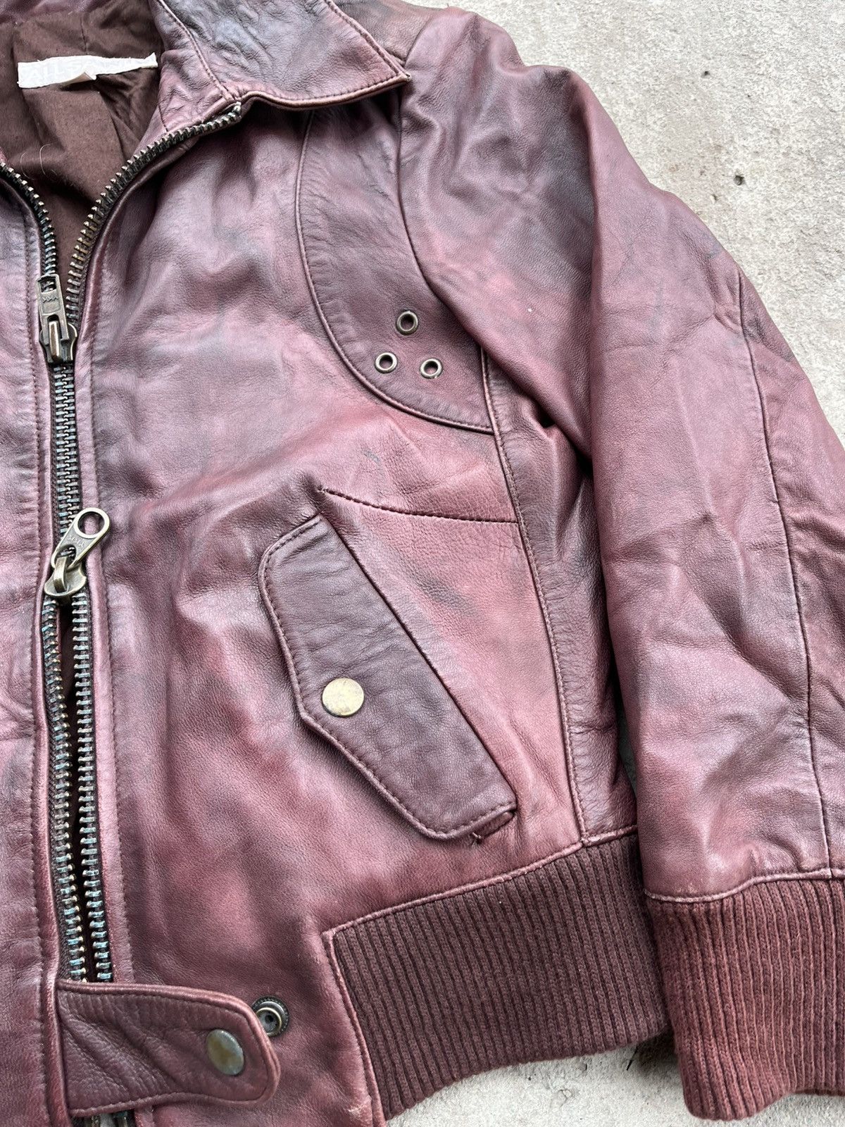 Allsaints × Japanese Brand Vintage AllSaints Avant Garde Sun Faded Red Leather Jacket Size S / US 4 / IT 40 - 10 Thumbnail