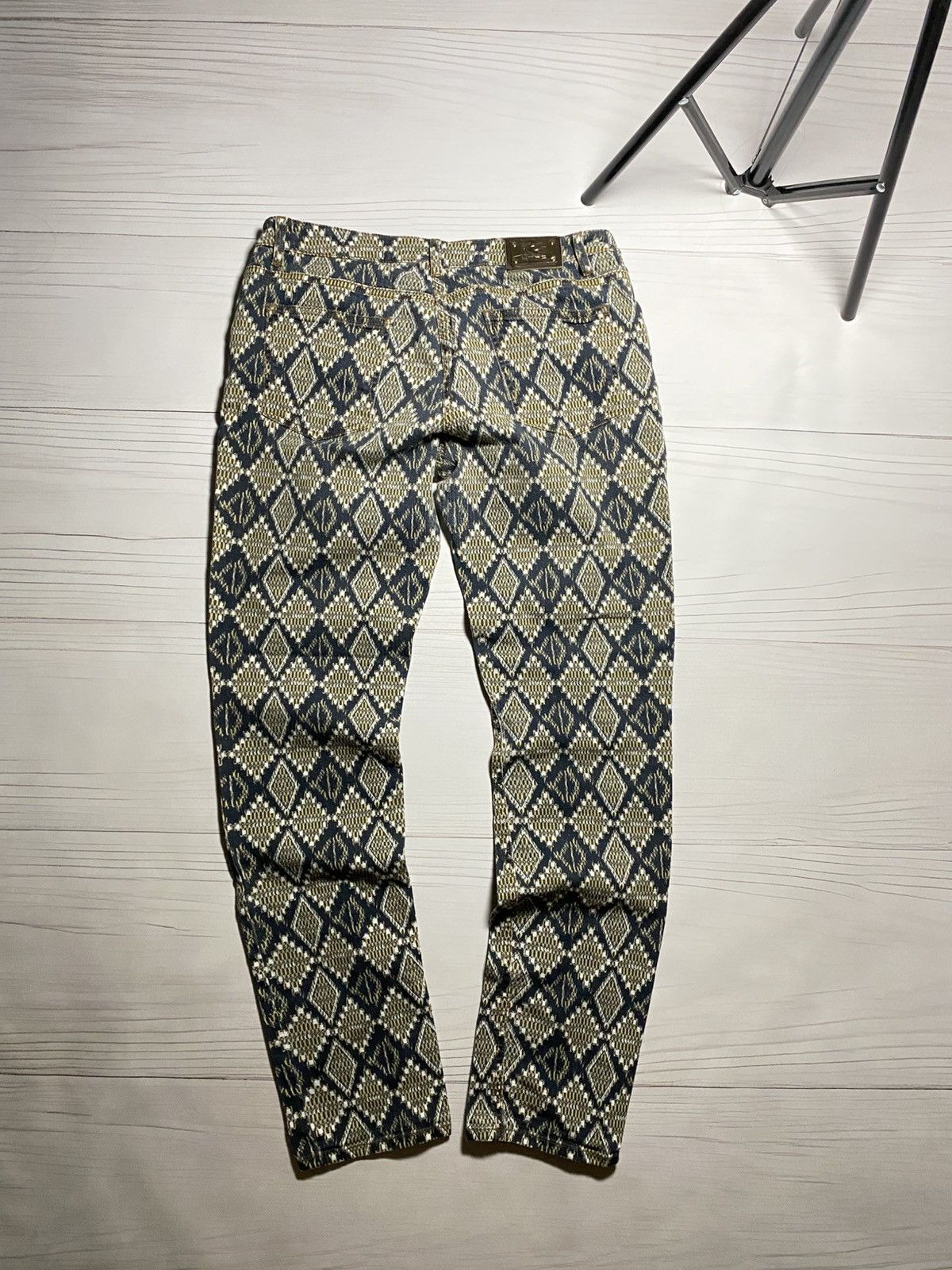 Designer × Etro Etro Jacquard Pattern Diamonds slim fit designer jeans Size 25" / US 0 / IT 36 - 2 Thumbnail