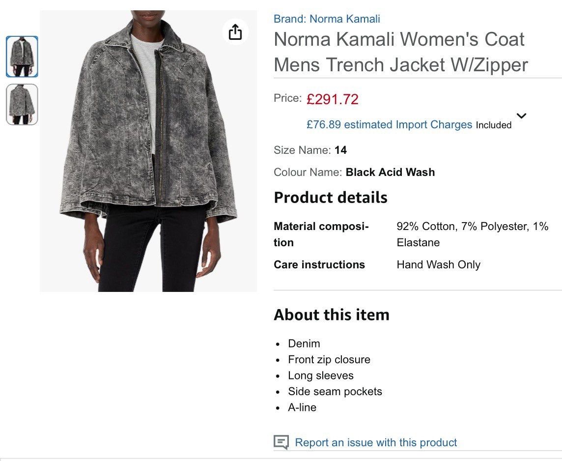 Norma Kamali Norma Kamali Black Acid Washed Denim A-Line Jacket Coat Size L / US 10 / IT 46 - 22 Thumbnail
