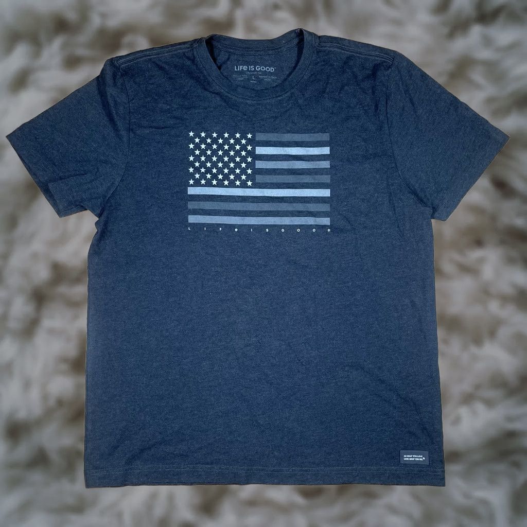 Life is Good Life Is Good T-Shirt Mens L Large Gray Crewneck Short Sleeve American Flag Size US L / EU 52-54 / 3 - 1 Thumbnail