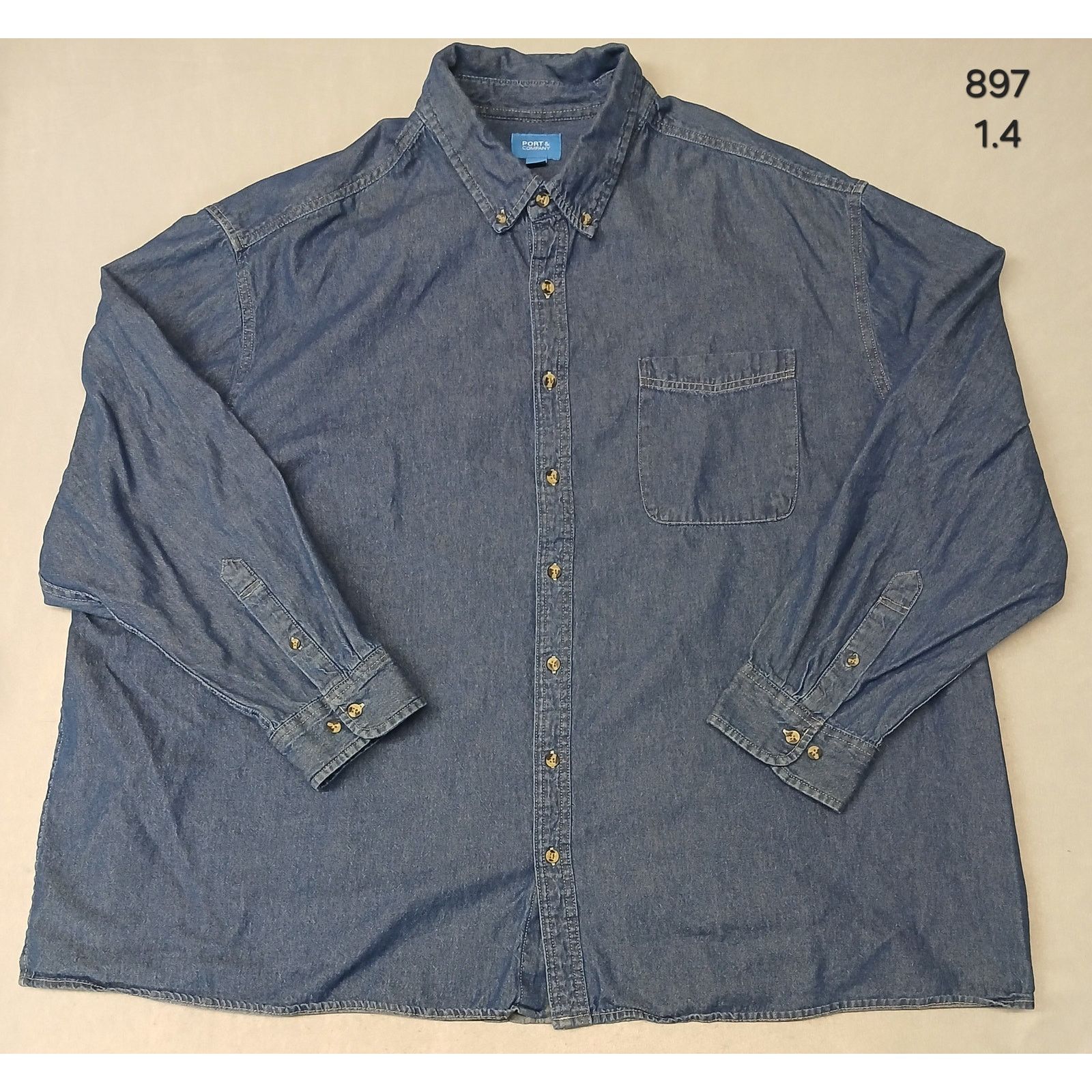 Port & Company Port & Company (5XL) Men's Slim Fit Dark Denim Jean Shirt Size US XXL / EU 58 / 5 - 1 Thumbnail