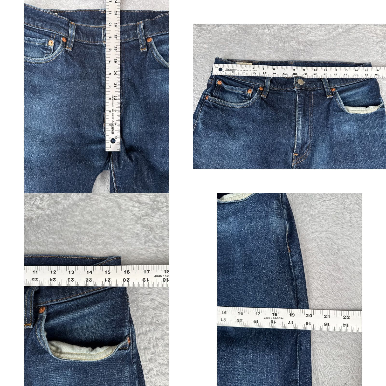 Levi's Levis 512 Jeans Denim Blue Distressed 31x30 Regular Fit 5-Pocket Cotton Button Closure Mens Jeans Size US 33 - 9 Thumbnail