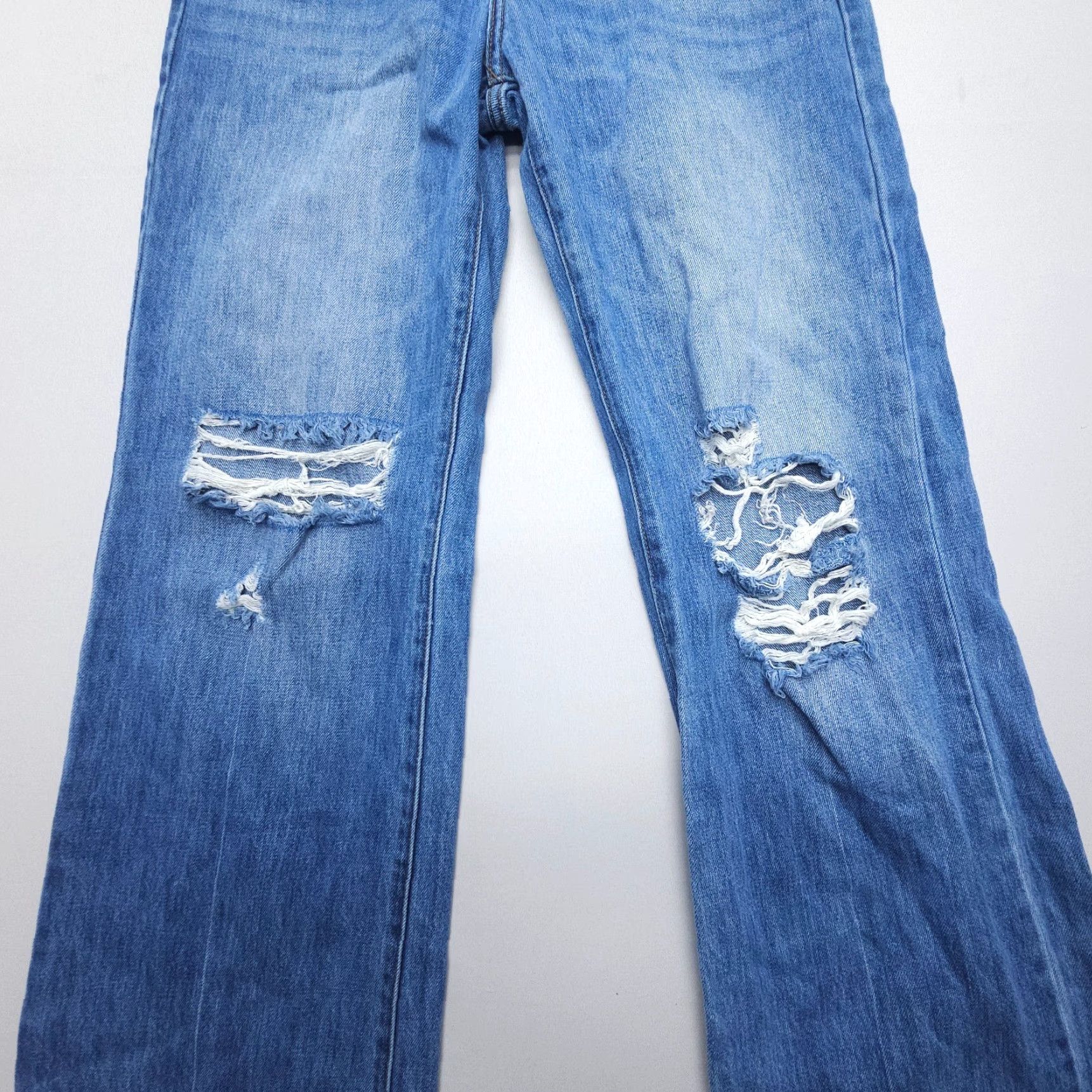 Vintage Kancan Ariena Ultra High Rise 90's Flare Jeans Blue Boho Distressed Size 5 / 26 Size 27" / US 4 / IT 40 - 6 Thumbnail