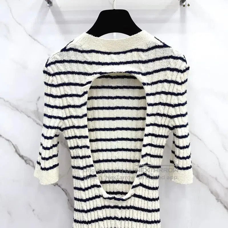 Chanel Chanel Striped Wool Blend Short Sleeve Dress . Size S / US 4 / IT 40 - 7 Thumbnail