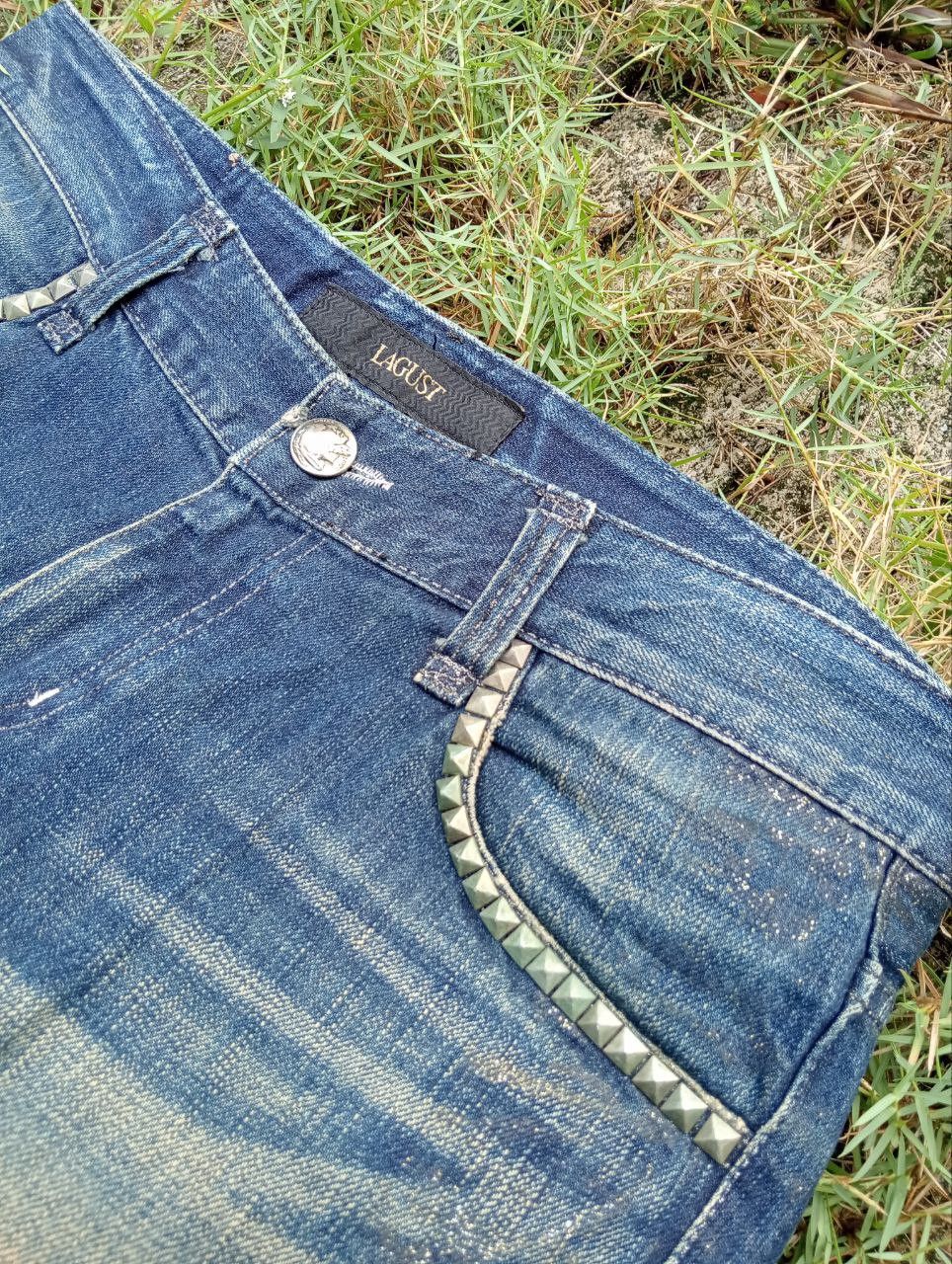 If Six Was Nine Vintage Lagust Flare Studded Distressed Jeans Size US 34 / EU 50 - 12 Thumbnail