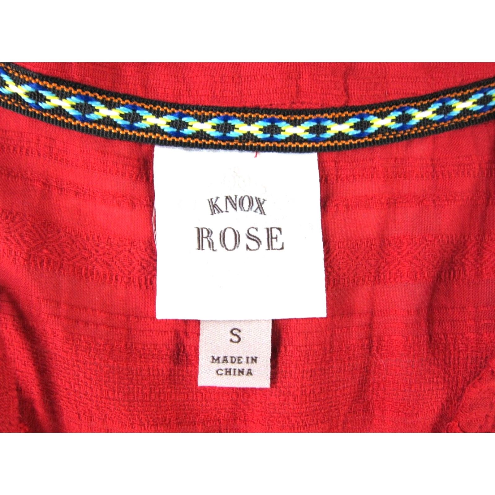 Vintage Knox Rose Cap Sleeve V-Neck Embroidered Cotton Smock Dress Small Red Size S / US 4 / IT 40 - 3 Thumbnail