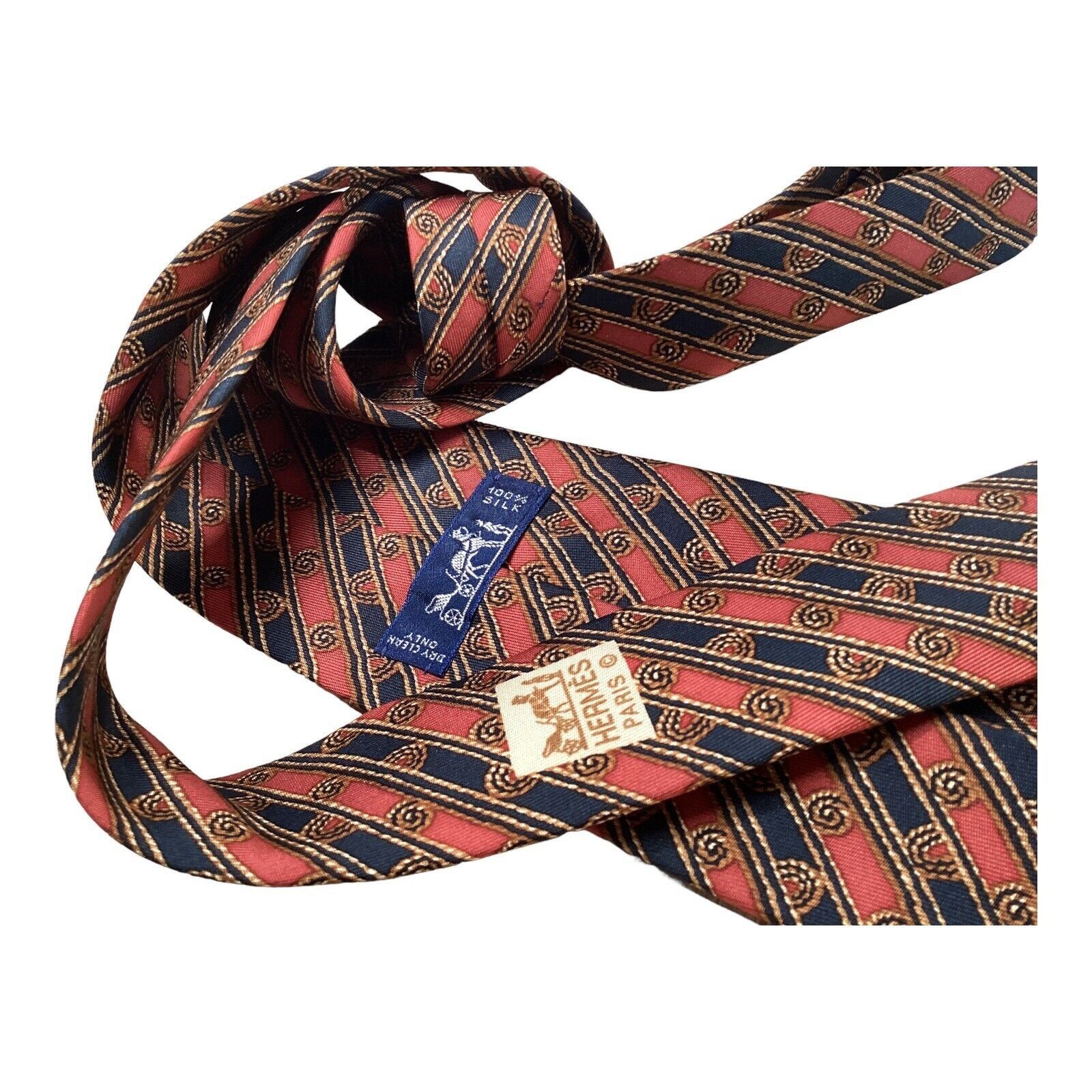 Hermes HERMES Paris 7678 TA Red Striped Luxury Silk Tie France W: 3 Size ONE SIZE - 5 Thumbnail