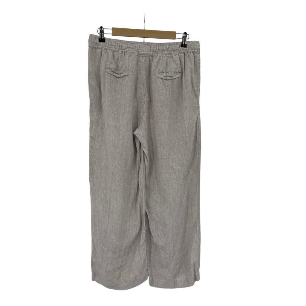 Jones New York Jones & Co Linen High-Rise Flat Front Drawstring Wide Leg Pa Size 34" / US 12 / IT 48 - 2 Thumbnail
