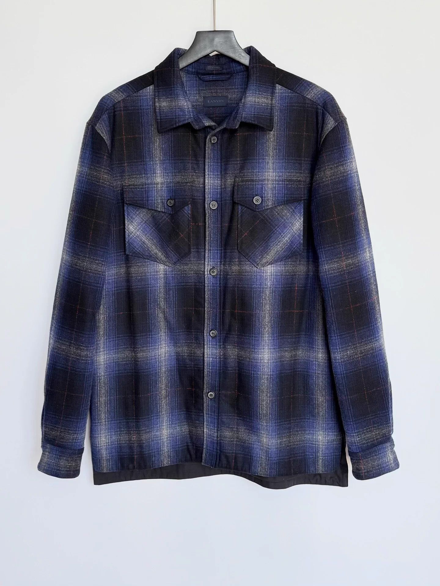 Lanvin Lanvin Wool Plaid Quilted Shirt Jacket - Navy/Black - 46 Size US S / EU 44-46 / 1 - 1 Thumbnail