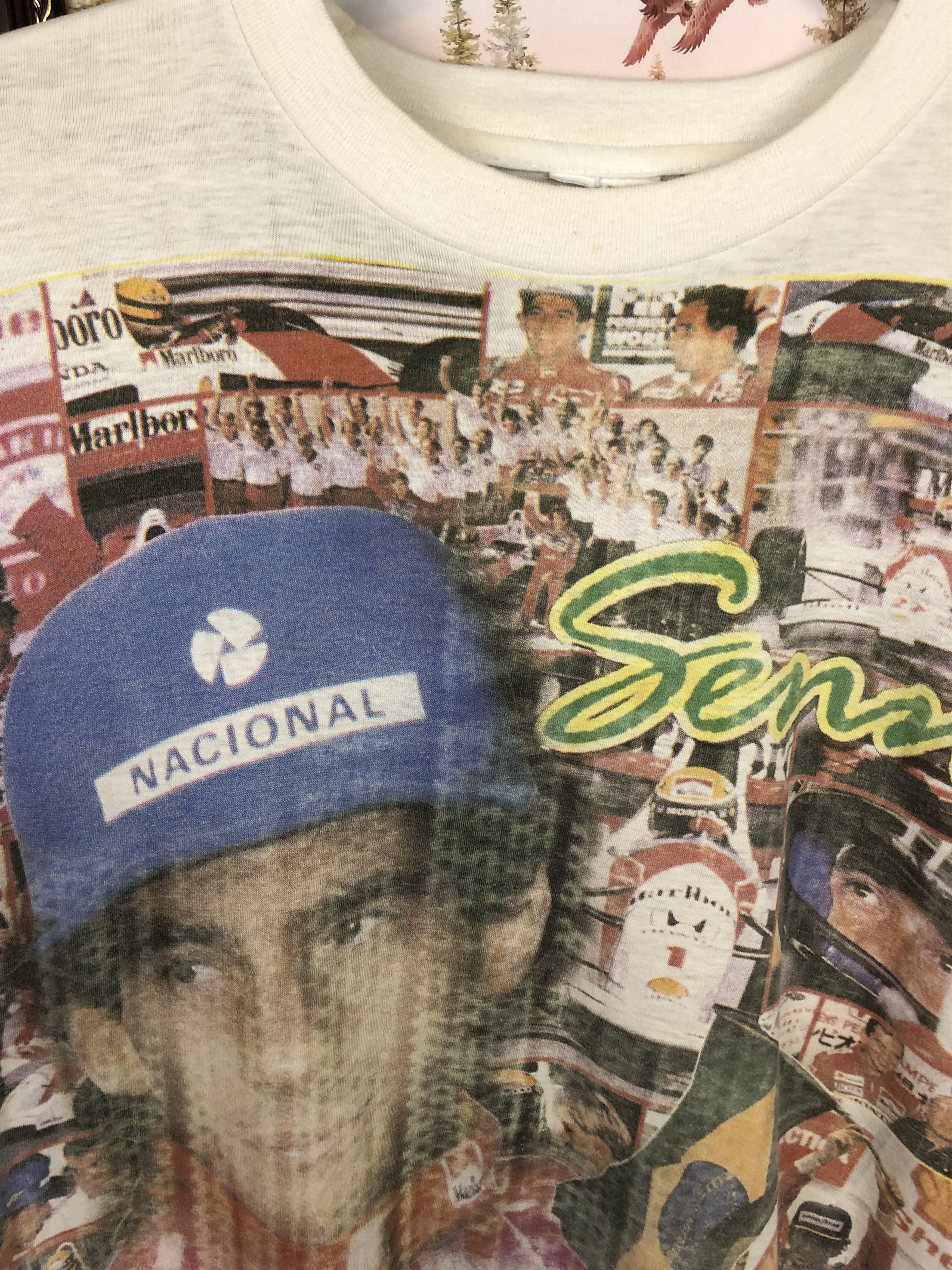 Vintage Vintage 90's Ayrton Senna Racing Tee Shirt Over Print Shirt Size US L / EU 52-54 / 3 - 7 Thumbnail