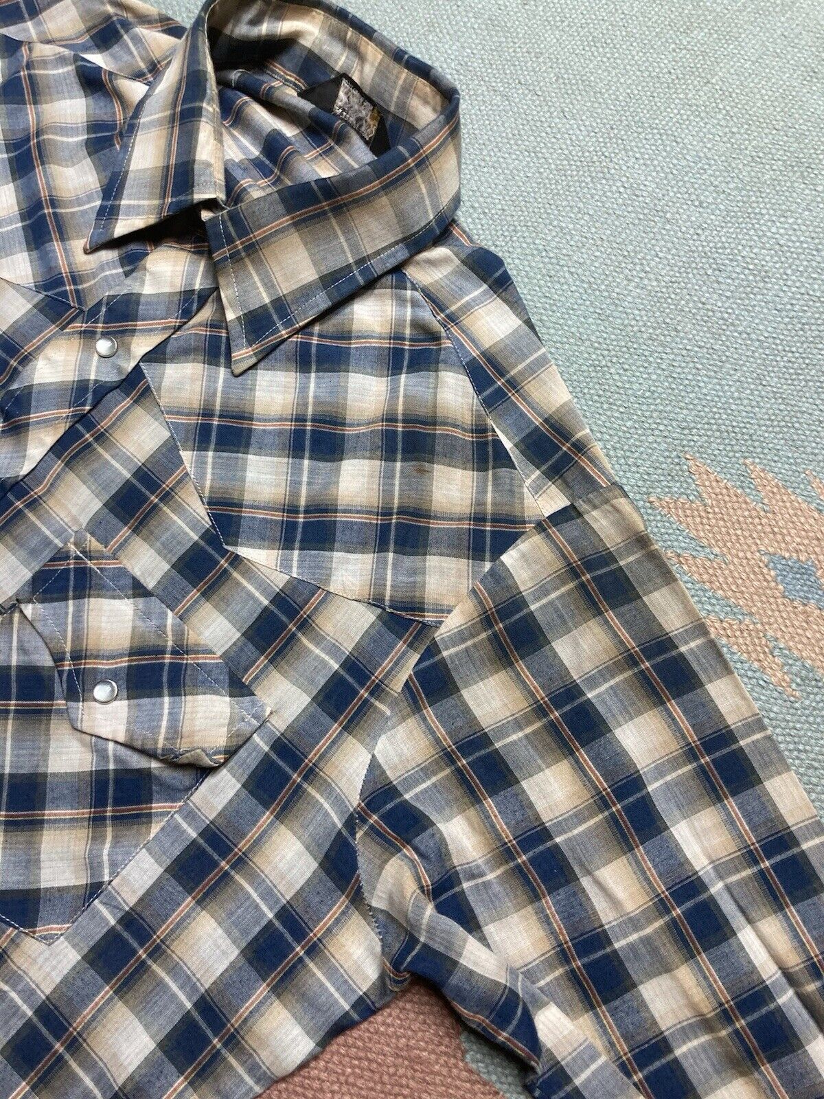 JCPenney × Vintage 70s JCPenney Pearl snap shirt plaid western lightweight L Size US L / EU 52-54 / 3 - 2 Thumbnail