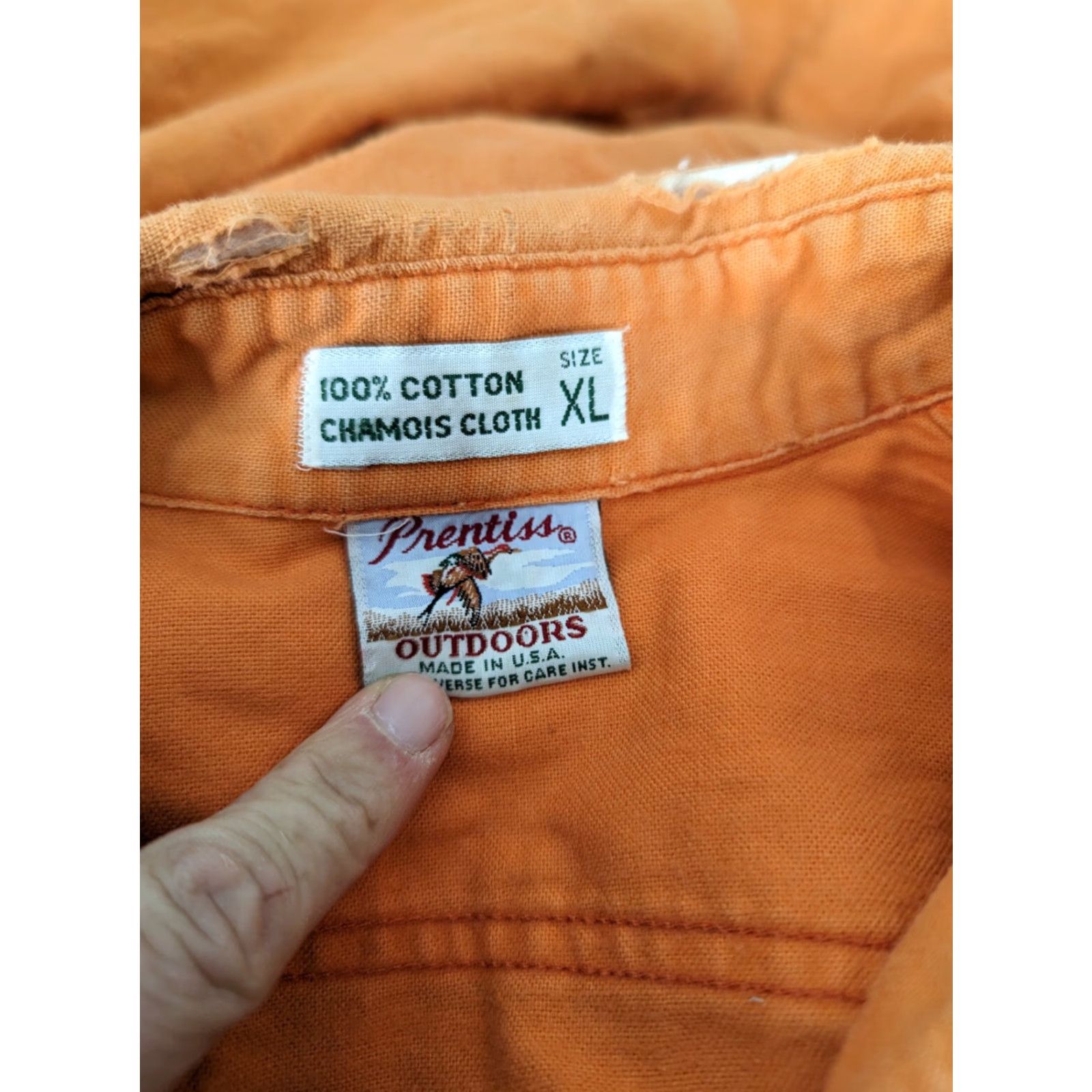 CLOT VINTAGE Prentiss Orange Chamois Cloth Flannel Shirt XL Mens Cotton Size US XL / EU 56 / 4 - 4 Thumbnail