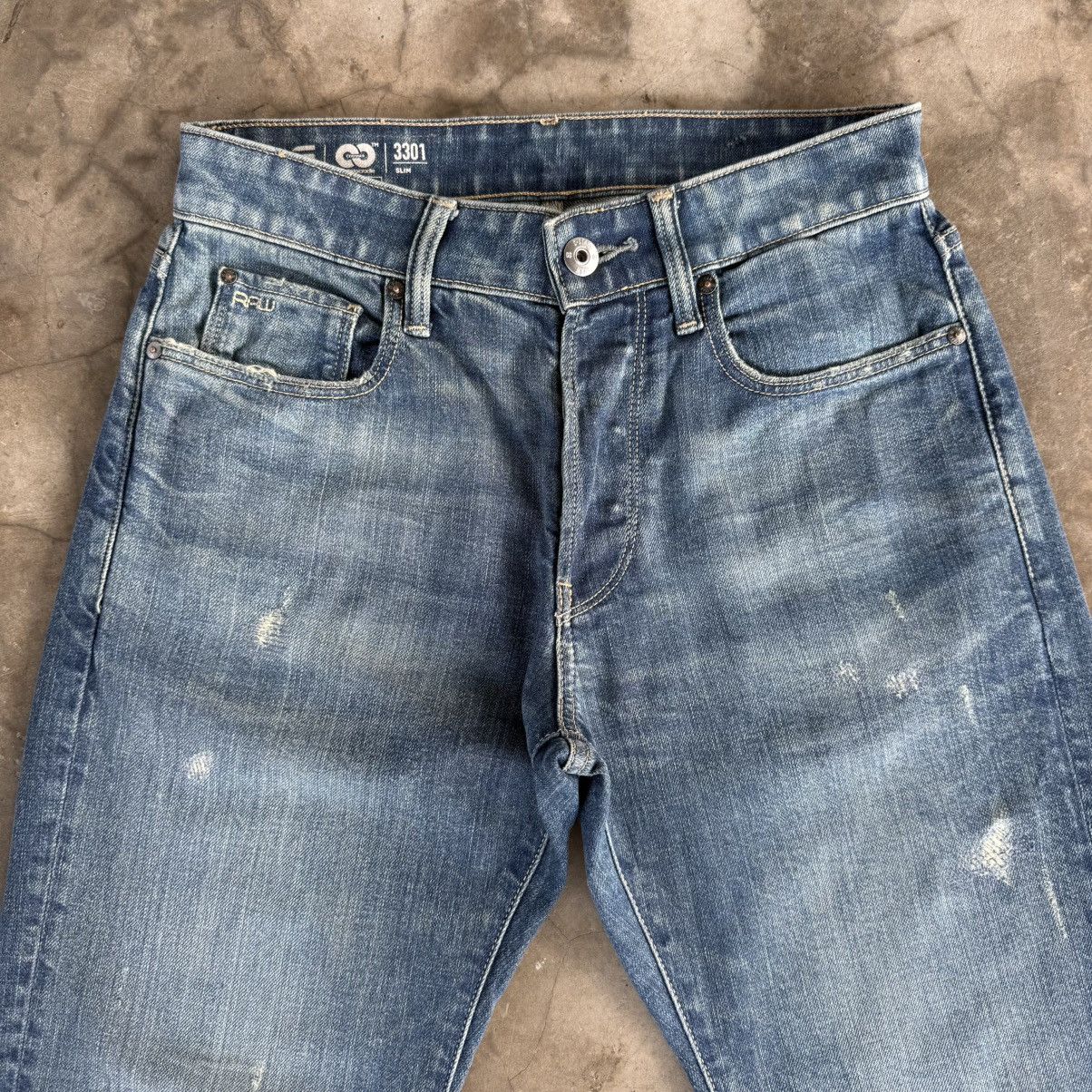 G-Star W29x29.5 Vintage G Star Button Fly Faded Ripped Denim Jean Size US 29 - 3 Thumbnail