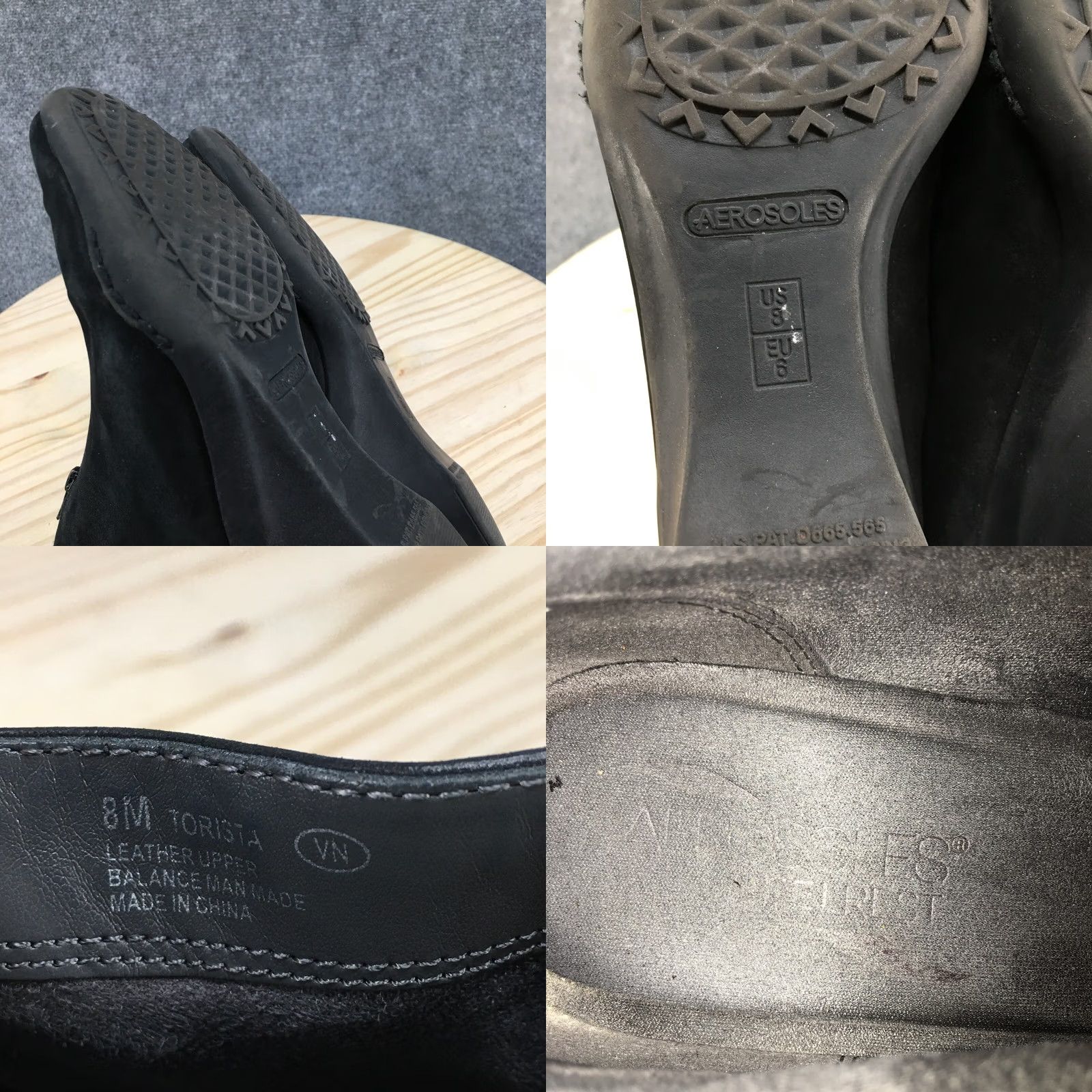 Vintage Aerosoles Torista Boots Womens 8 M Front Zip Wedge Ankle Bootie Black Suede Size US 8 / IT 38 - 10 Thumbnail
