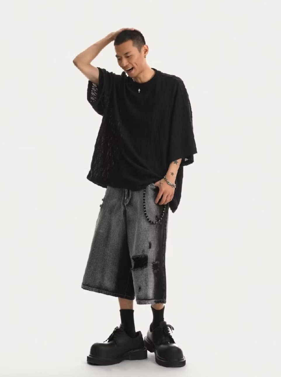 Japanese Brand Distressed black Japanese style jort pant Size US 31 - 1 Preview