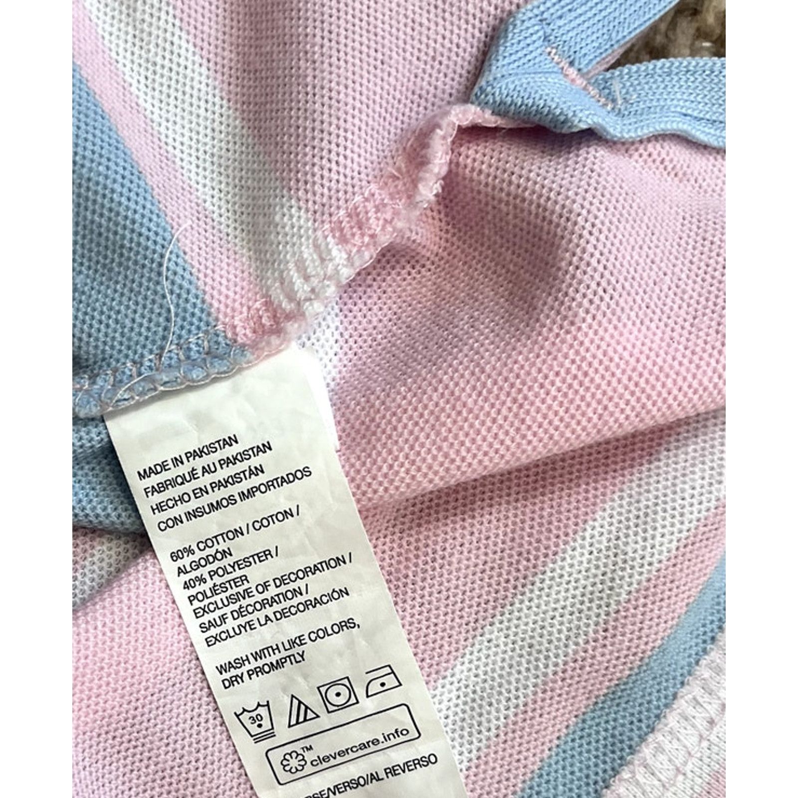 Izod Women's Pink and Blue Striped Izod Polo Shirt M Size M / US 6-8 / IT 42-44 - 6 Thumbnail