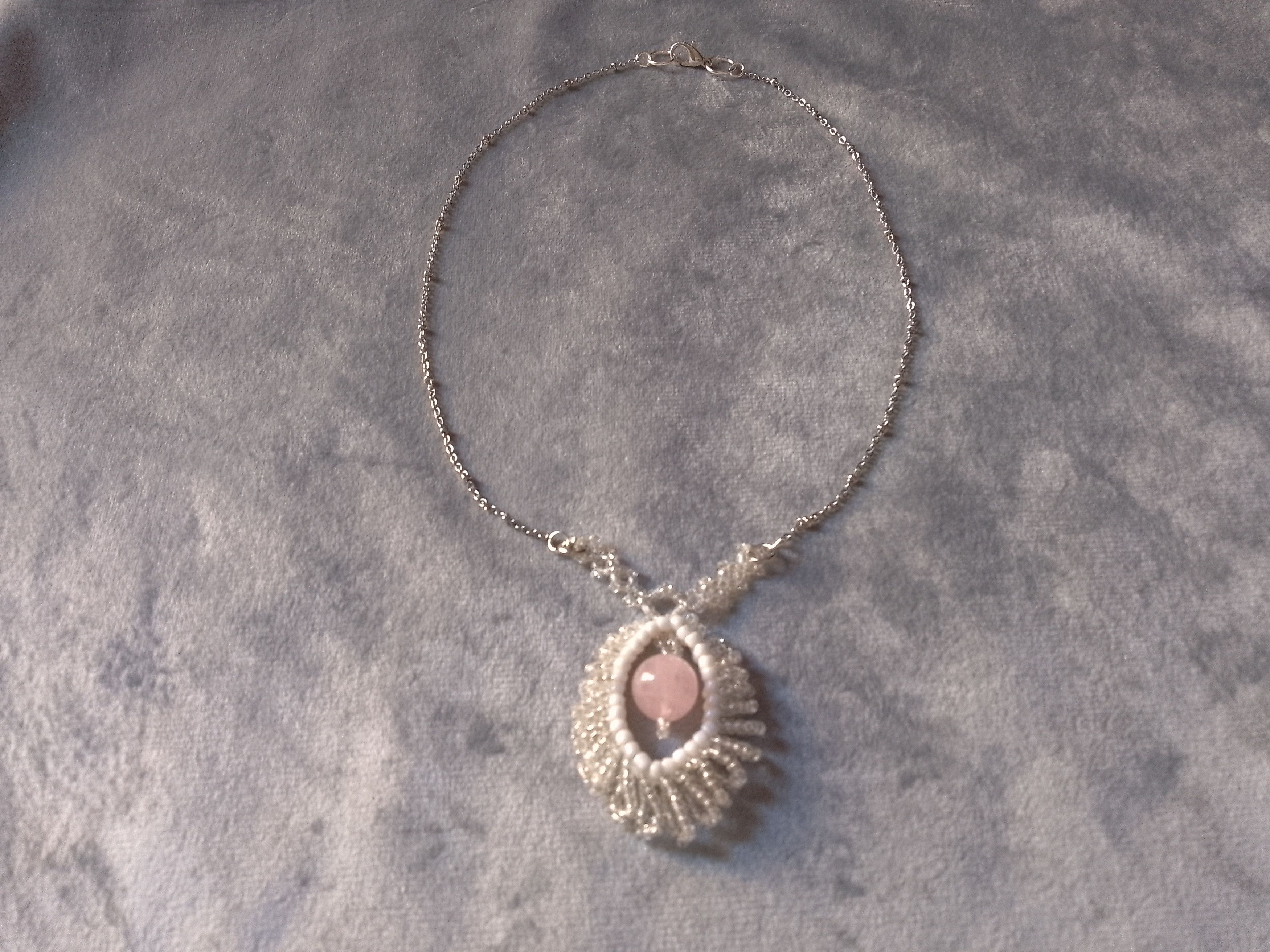 Handmade Necklace Rose quartz pendant chakra Crystaltherapy Size ONE SIZE - 1 Thumbnail