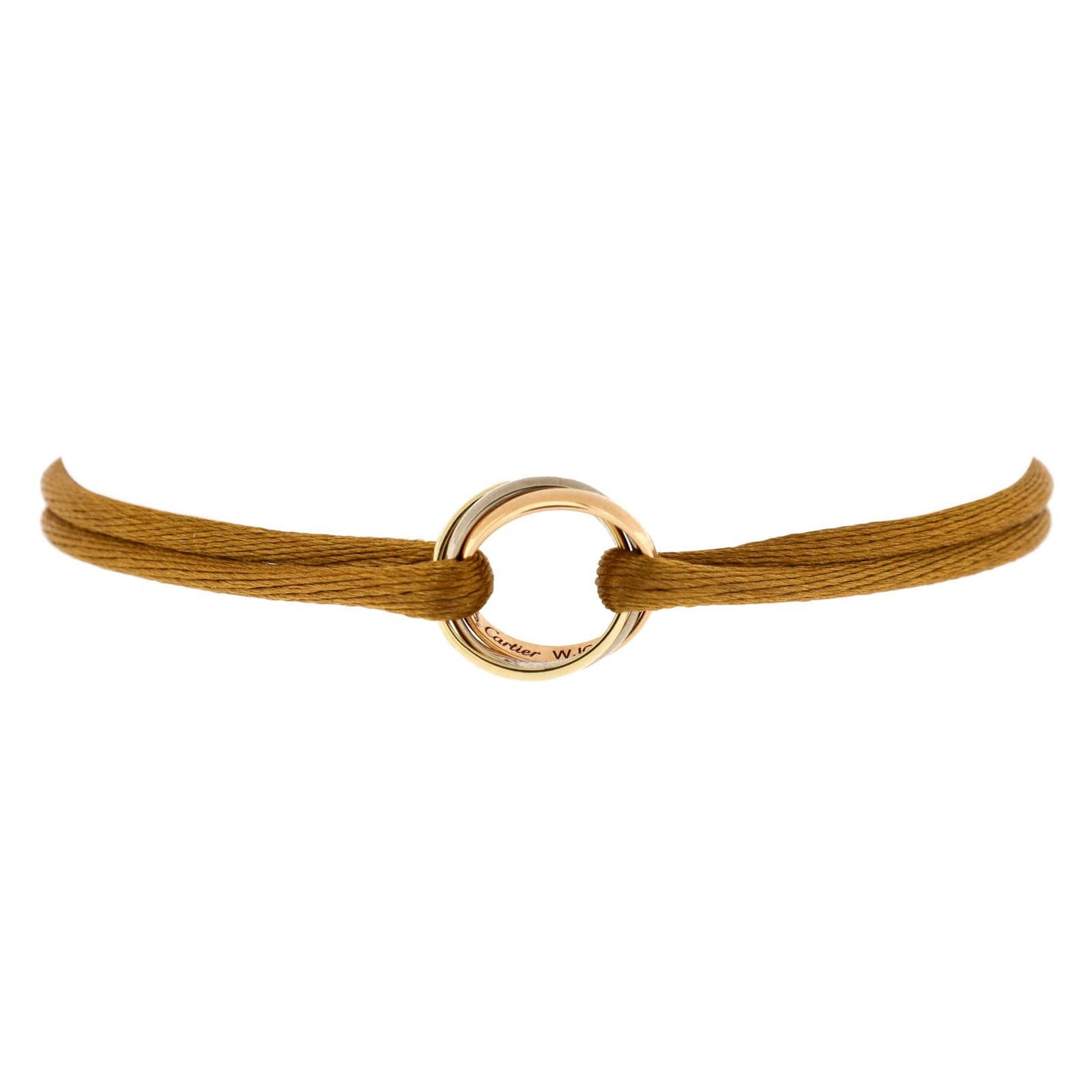 image of Cartier Trinity On Cord Bracelet Silk Cord With 18K Tricolor Gold, Women's