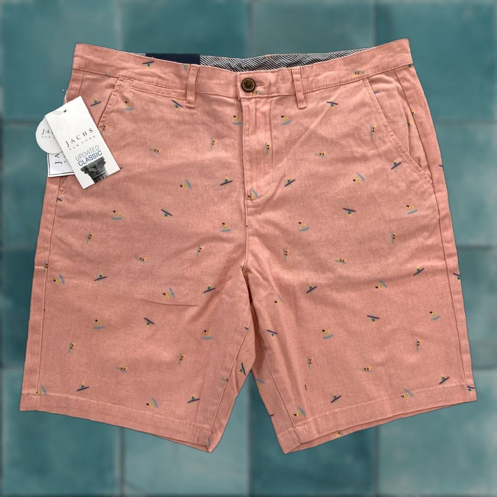 Pinko JACHS New York Bleecker Short Mens 32 Pink Surf All Over Print Stretch Preppy Chino Casual Size US 32 / EU 48 - 1 Thumbnail