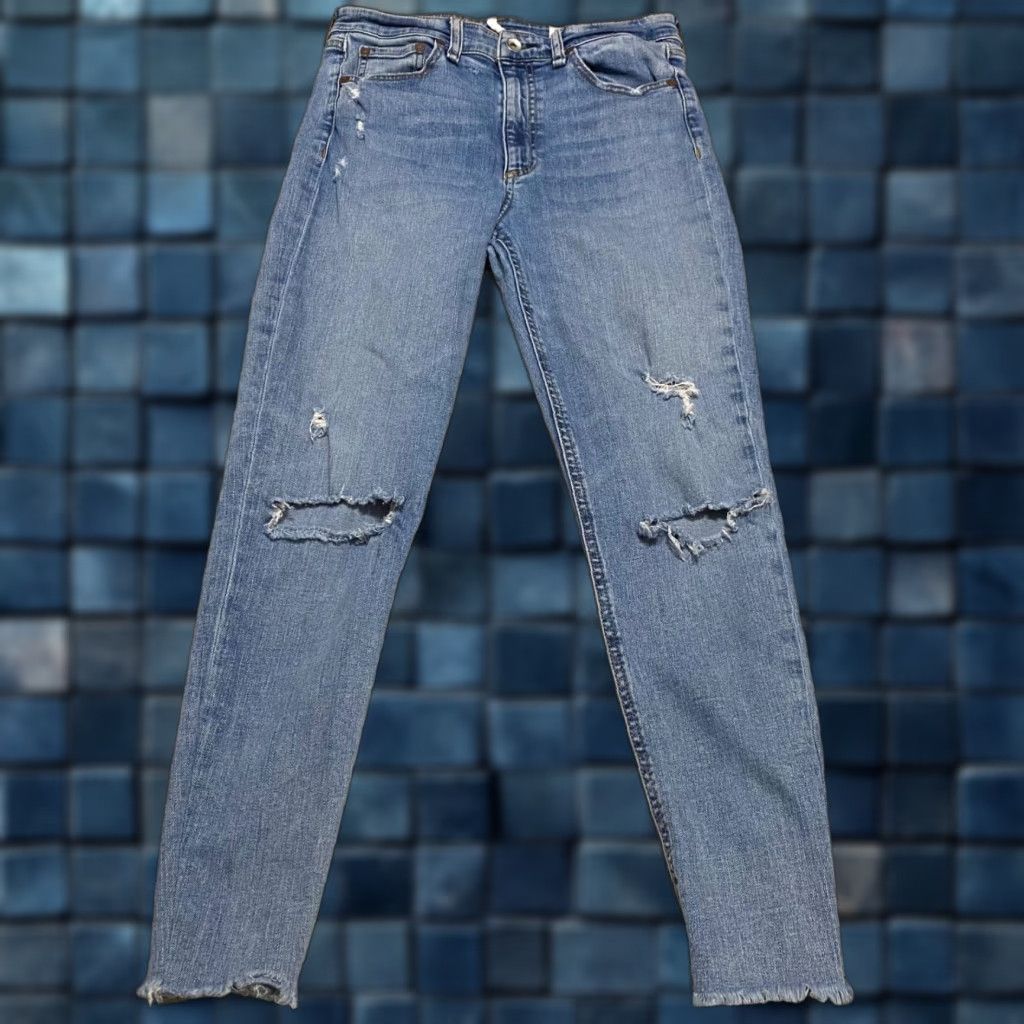 Rag & Bone rag & bone Jeans Womens 28 Blue Denim Medium Distressed High Rise Skinny Vintage No Size 28" / US 6 / IT 42 - 1 Thumbnail