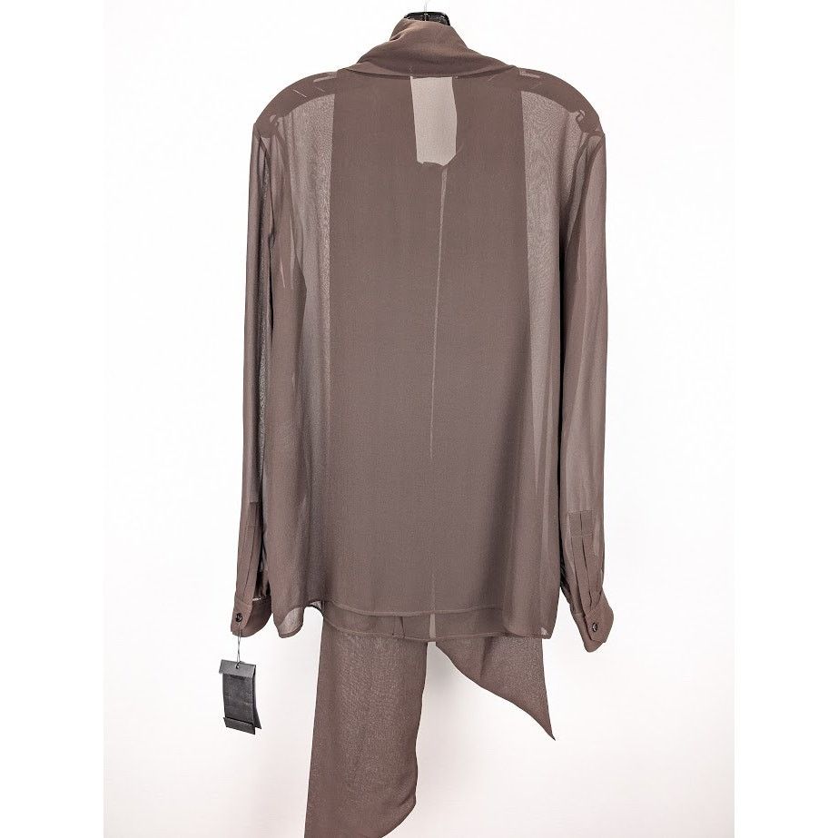 Saint Laurent Paris o1rshd1 Silk Lavalliere Shirt in Brown Size US S / EU 44-46 / 1 - 11 Thumbnail