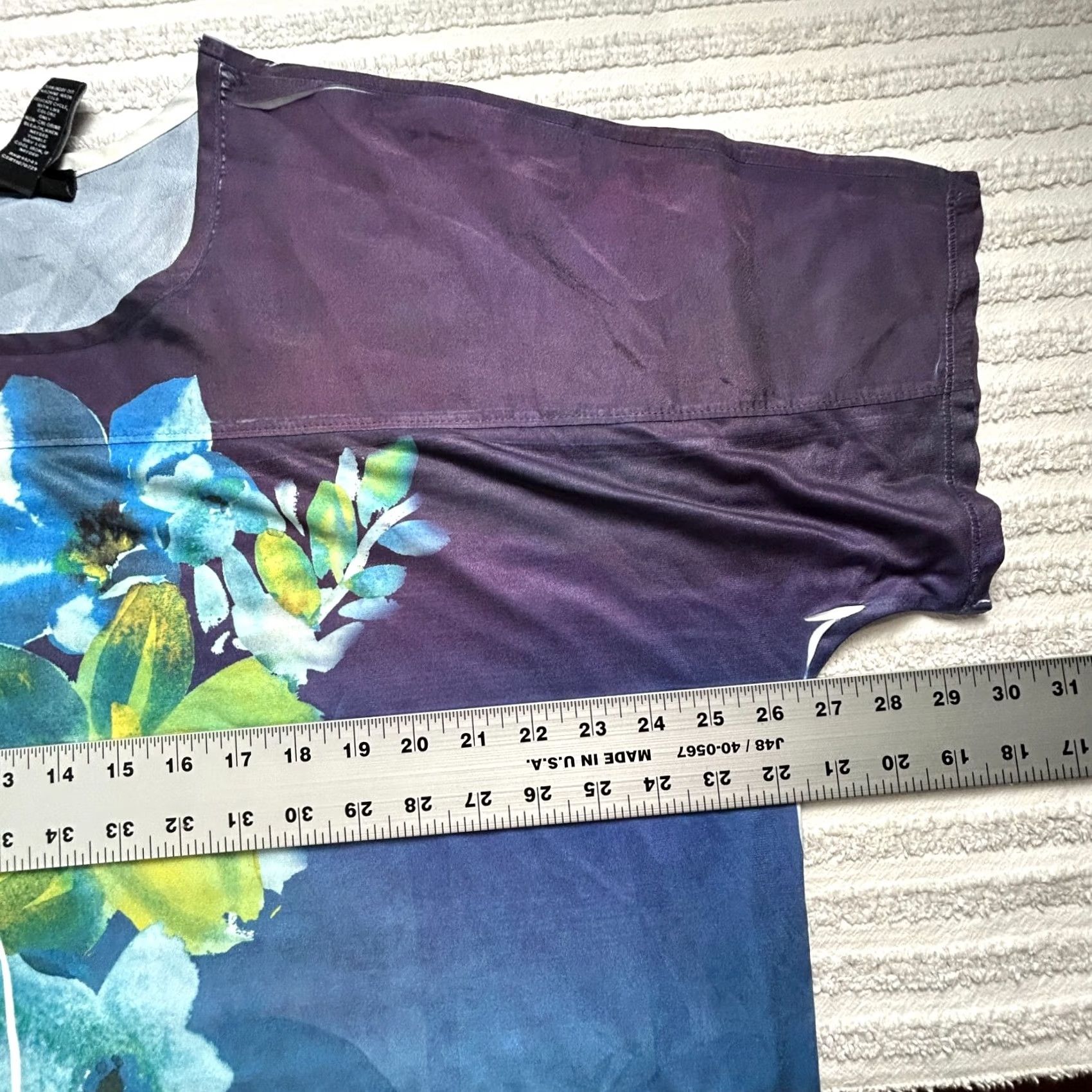 Vintage Maggie Barnes Womens 1X Ombre Floral Print Top Blue Short Sleeve Scoop Neck Shirt Adults Mens Womens Girls Boys Size XL / US 12-14 / IT 48-50 - 6 Thumbnail