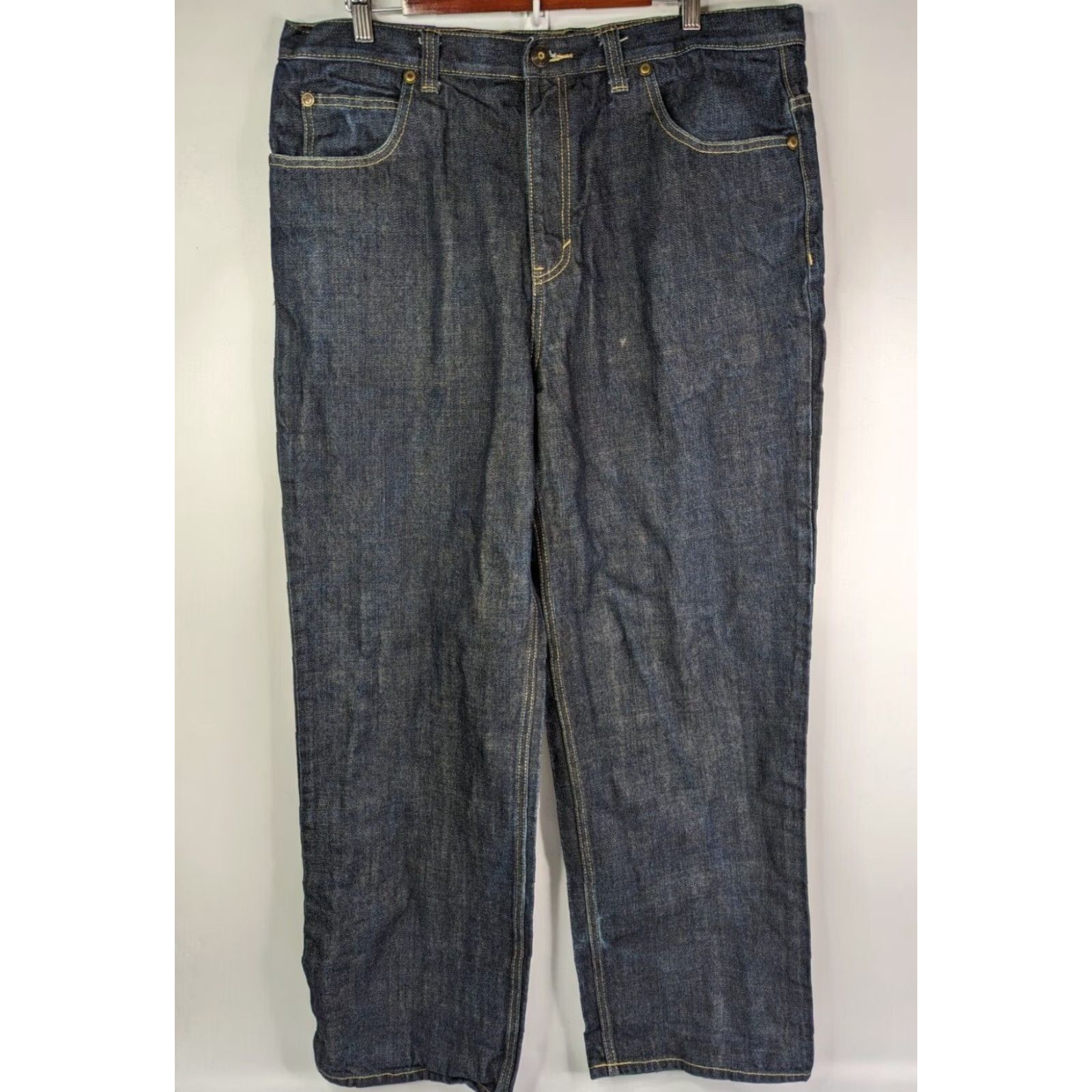 Vintage VINTAGE Re:VERB Brooklyn Jeans Mens 38 Regular Jeans Hip Hop Distressed Blue Wide-Leg 1990s Boys? no gender. Size US 38 / EU 54 - 2 Thumbnail