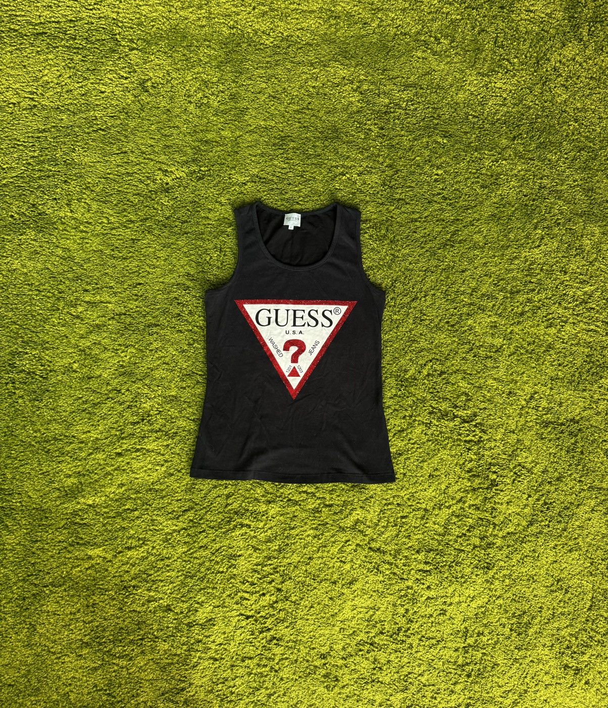 Designer × Guess Guess rhinestones logo iconic tank top Size S / US 4 / IT 40 - 1 Thumbnail
