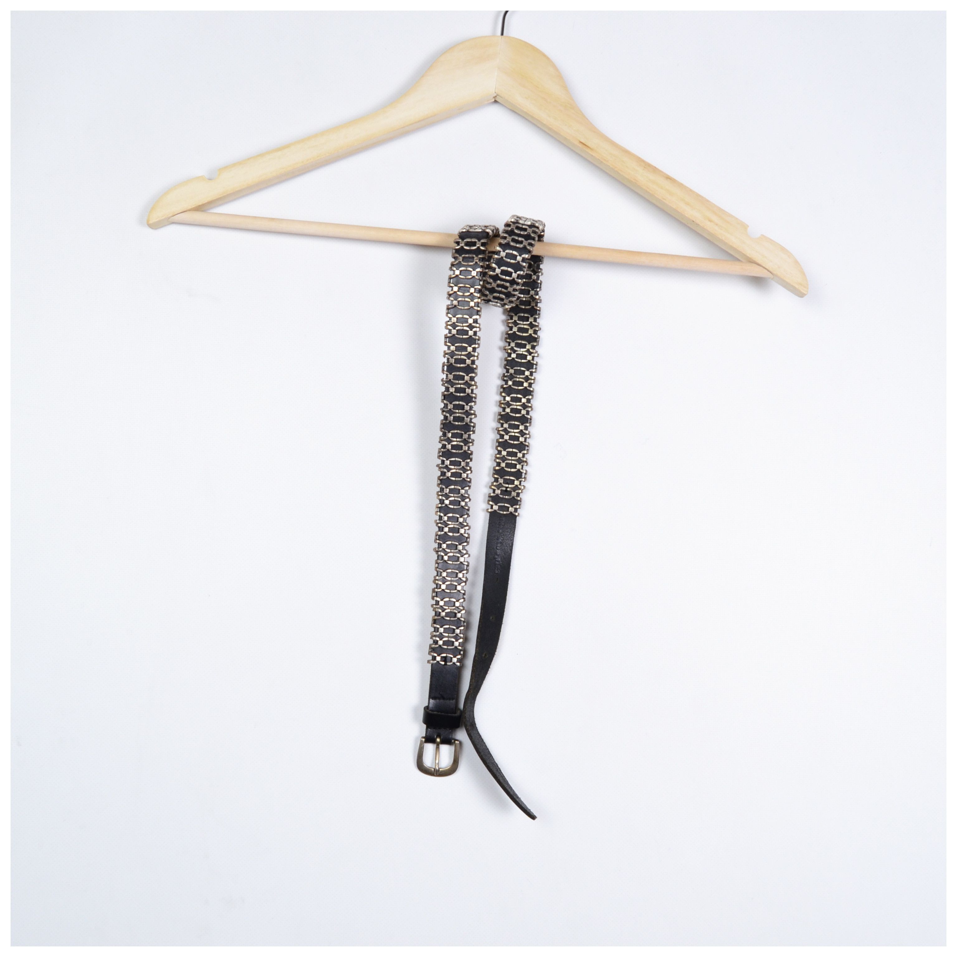 The Kooples The Kooples Vintage Leather Belt With Silvery Metal Chains Size ONE SIZE - 3 Thumbnail