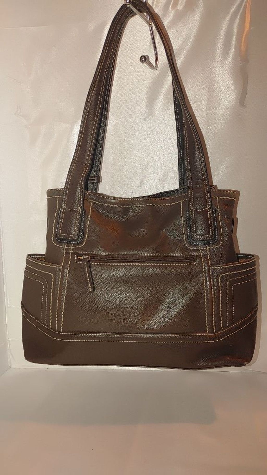 tigha Tignanello Pebbled Leather Shoulder Bag in Chocolate Size ONE SIZE - 4 Thumbnail