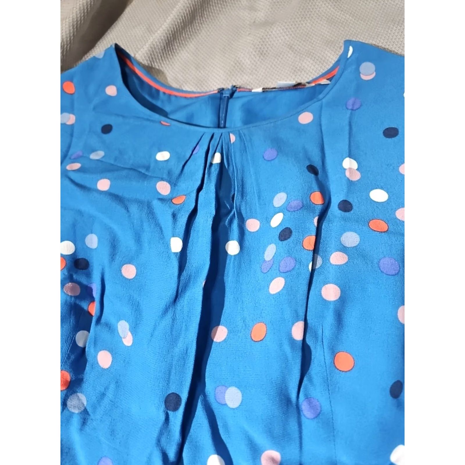 Boden Boden Dress Womens 14L Blue Calissa Multicolor Polka Dot Lined Midi Casual Shirt Womens (Polka Dot) Size XL / US 12-14 / IT 48-50 - 6 Thumbnail