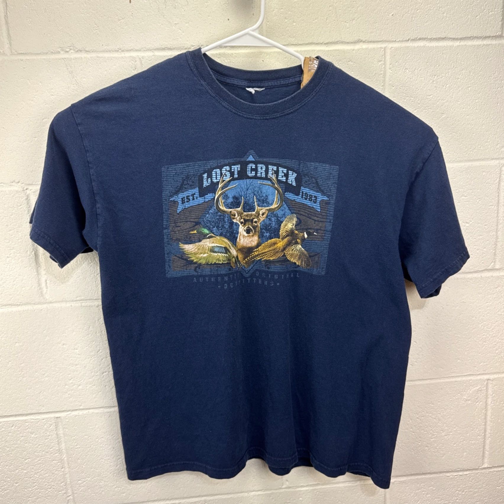 Vintage Vintage Lost Creek Outfitters Deer Duck Pheasant Hunting T Shirt Size XL Blue Size US XL / EU 56 / 4 - 2 Thumbnail