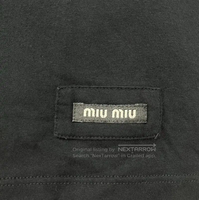 Miu Miu Miu Miu Black Cotton Tee with Slogan . Size XS / US 0-2 / IT 36-38 - 3 Thumbnail
