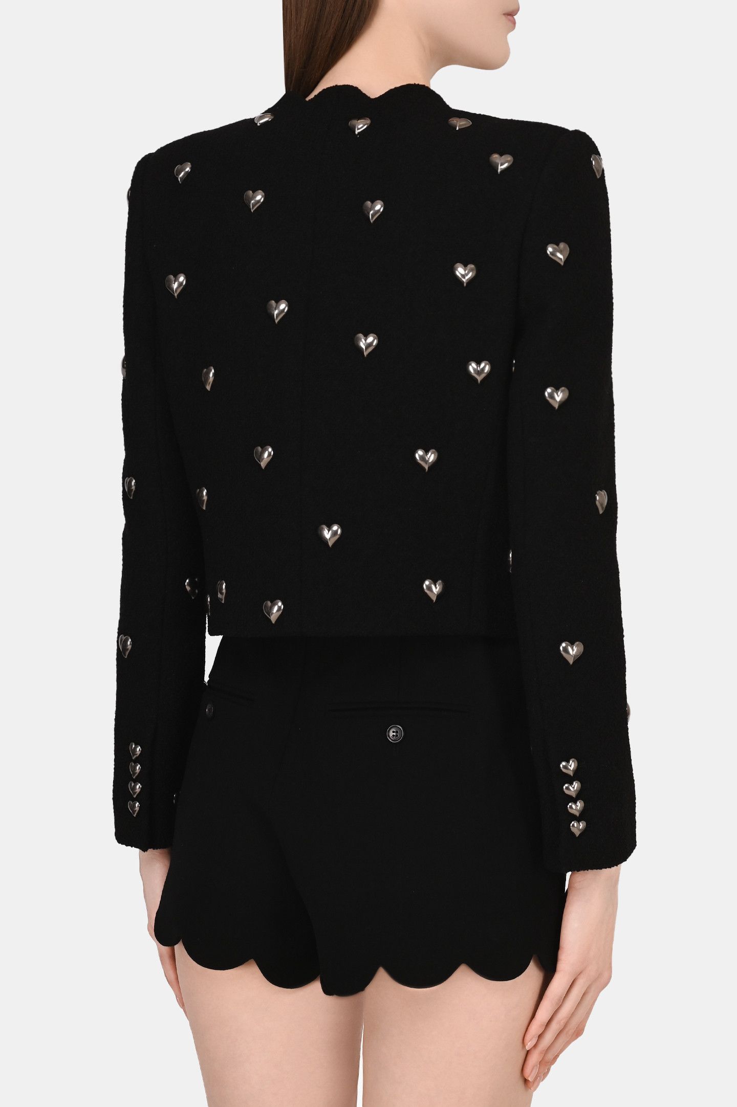 Saint Laurent Paris o1bcso1str1224 Cropped Jacket In Boucle Tweed in Black Size XS / US 0-2 / IT 36-38 - 4 Thumbnail