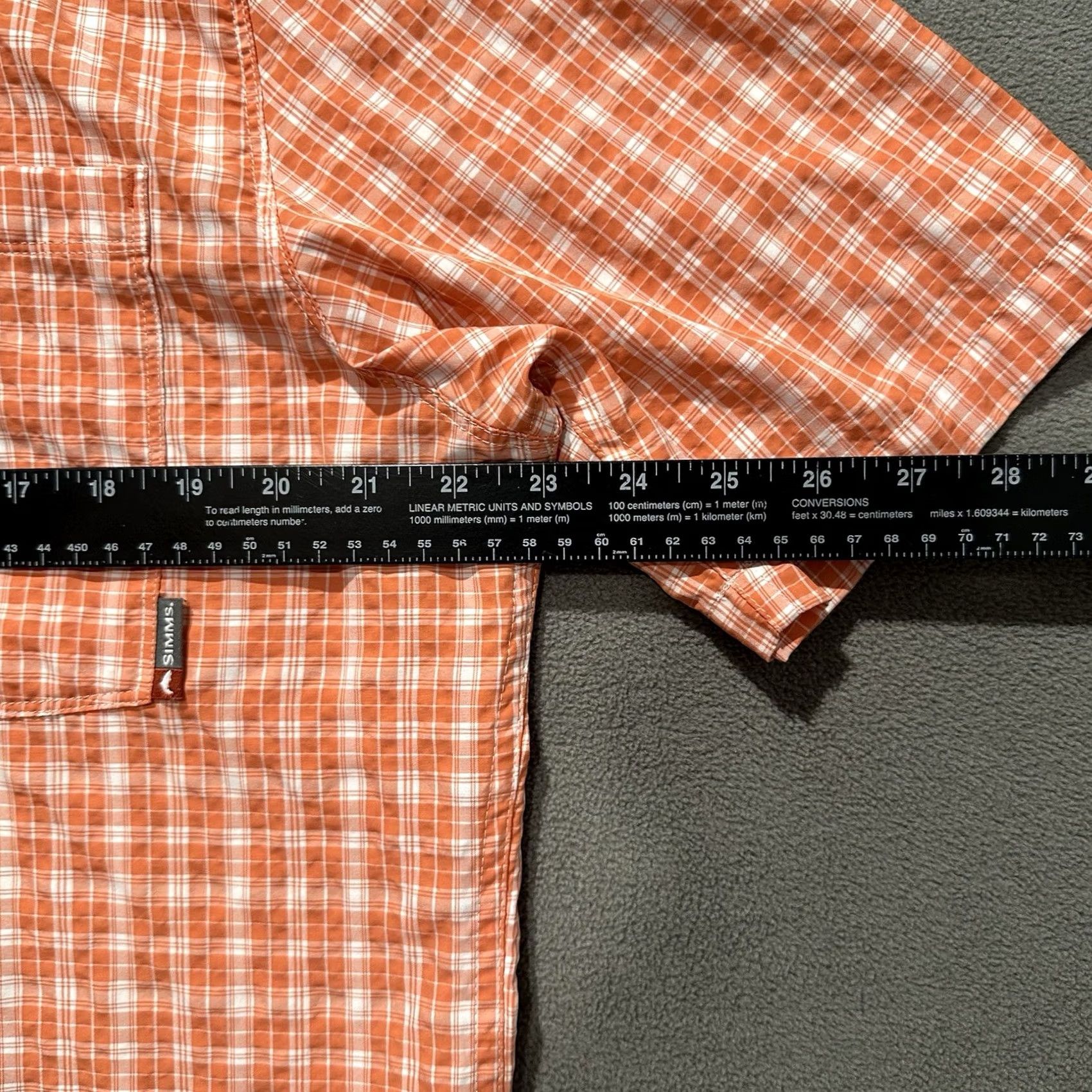 Vintage Simms Shirt Mens Large Orange Plaid Button-Up Short Sleeve Fishing EUC Size US L / EU 52-54 / 3 - 7 Thumbnail