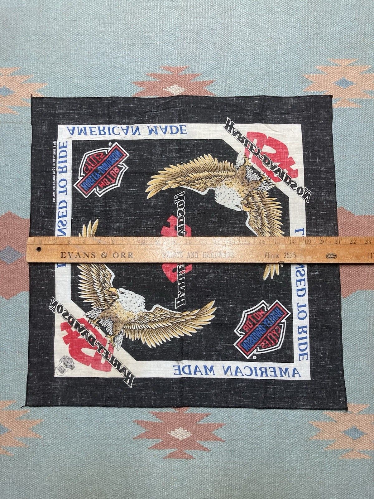 Vintage 80s Harley Davidson bandana licensed to ride eagle USA biker Size ONE SIZE - 9 Thumbnail