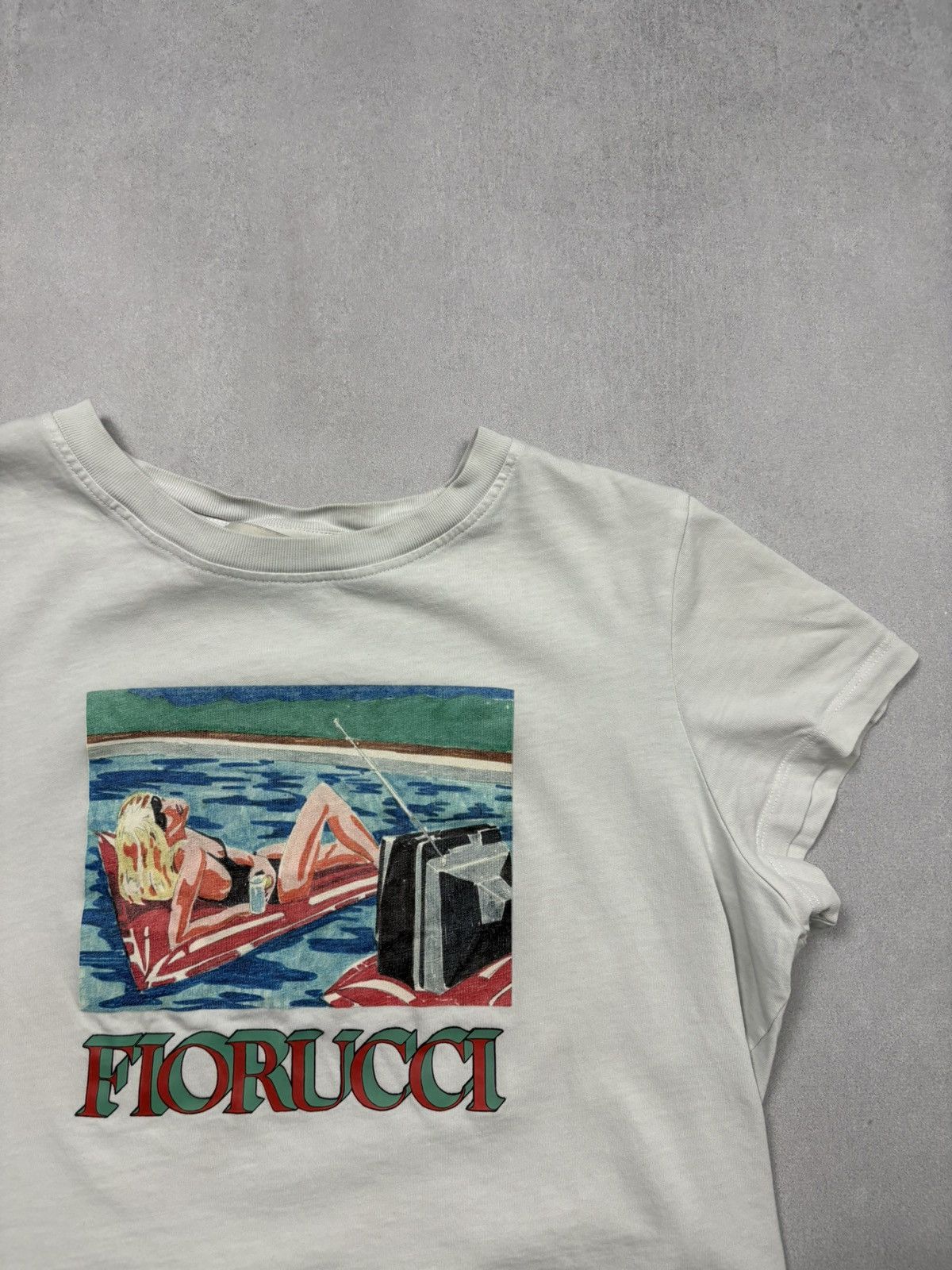 Fiorucci Fiorucci Pool Girl Graphic Crop T Shirt White Size XL Y2K Size XL / US 12-14 / IT 48-50 - 3 Thumbnail