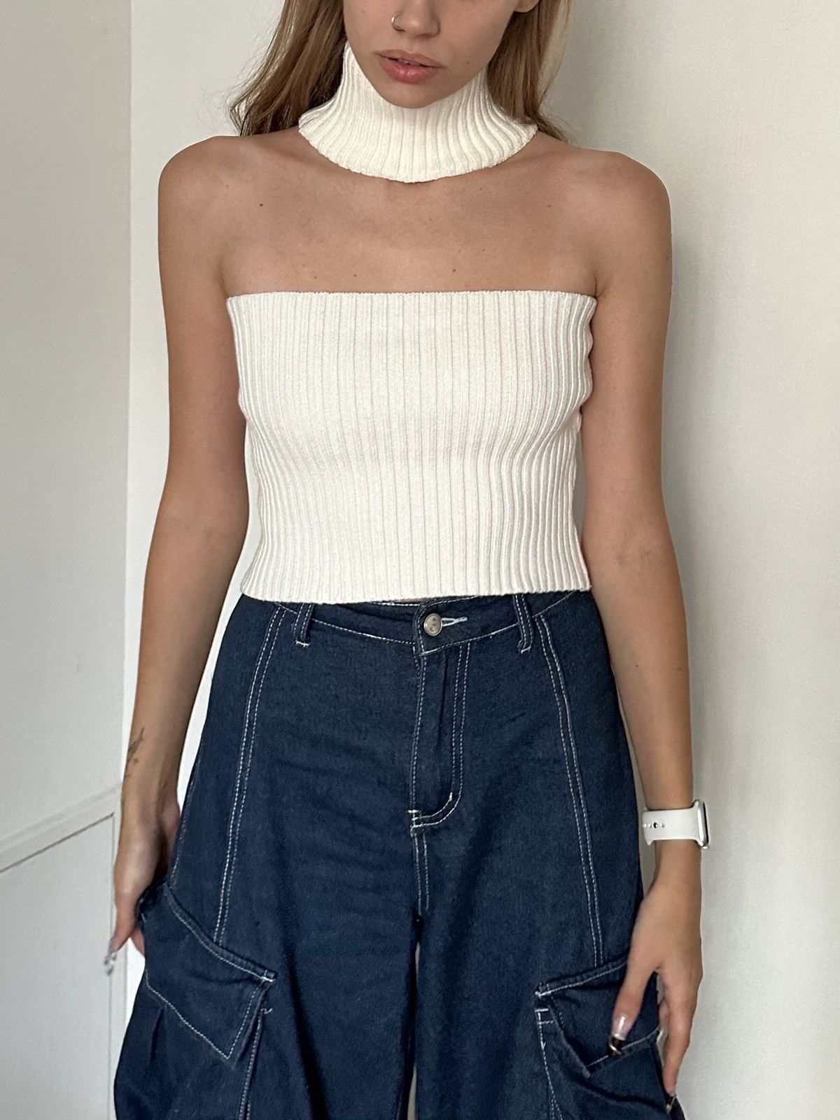 Japanese Brand High neck top beige avant garge new rock miss sixty jpg Size M / US 6-8 / IT 42-44 - 3 Thumbnail