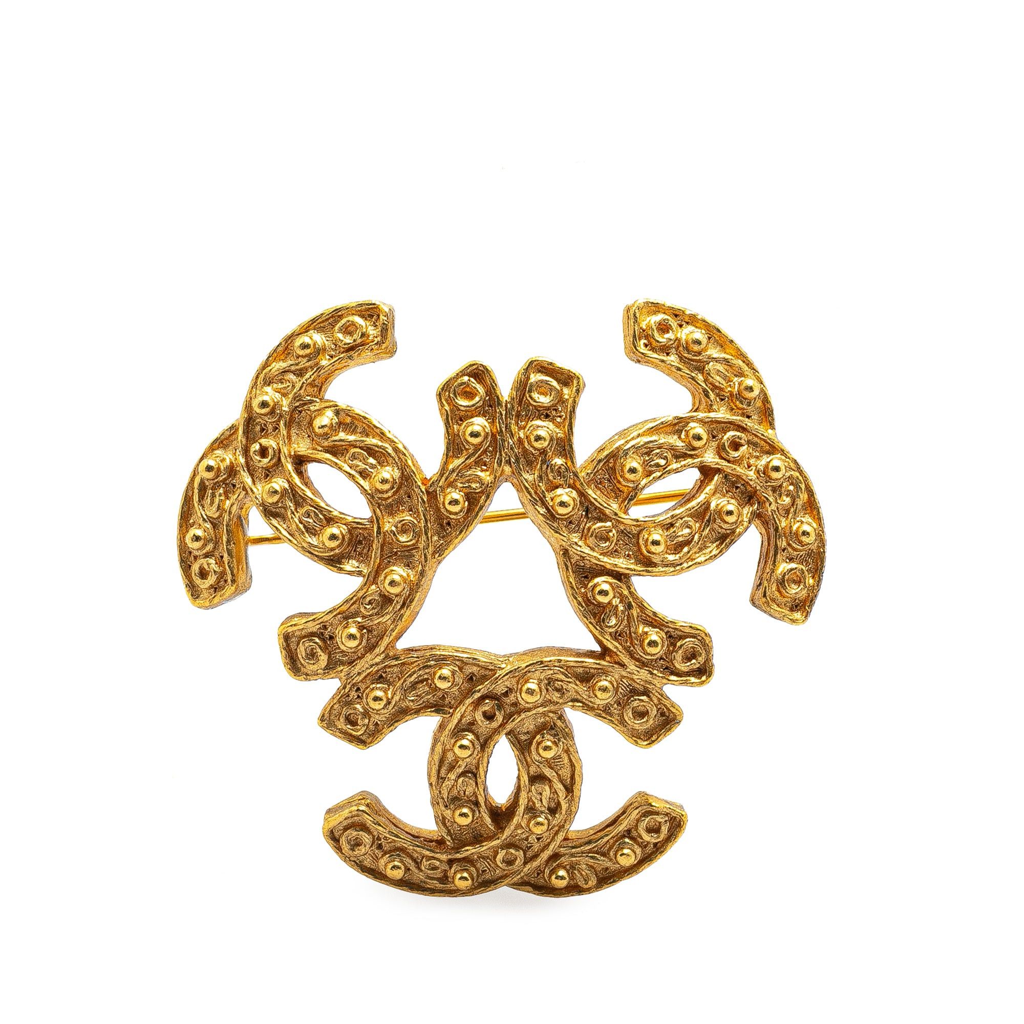 Chanel Chanel Gold Plated Triple CC Brooch Gold Size ONE SIZE - 1 Thumbnail