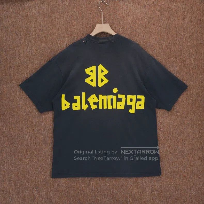 Balenciaga Balenciaga Logo Printed Round Neck Short Sleeve Size US M / EU 48-50 / 2 - 2 Thumbnail