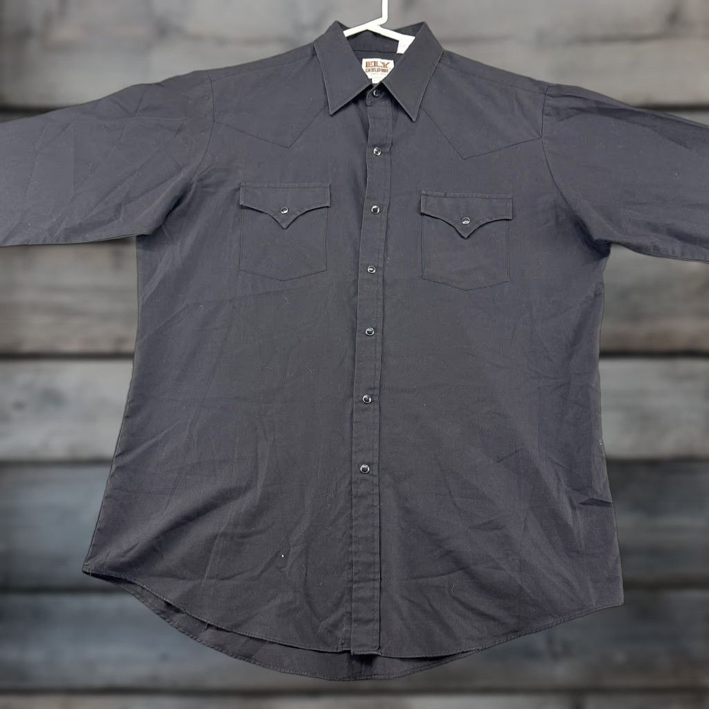 Vintage VINTAGE Ely Cattleman Shirt Men 16.5 34 Black Long Sleeve Button Up Pearl Snap Rodeo Size US XL / EU 56 / 4 - 1 Thumbnail