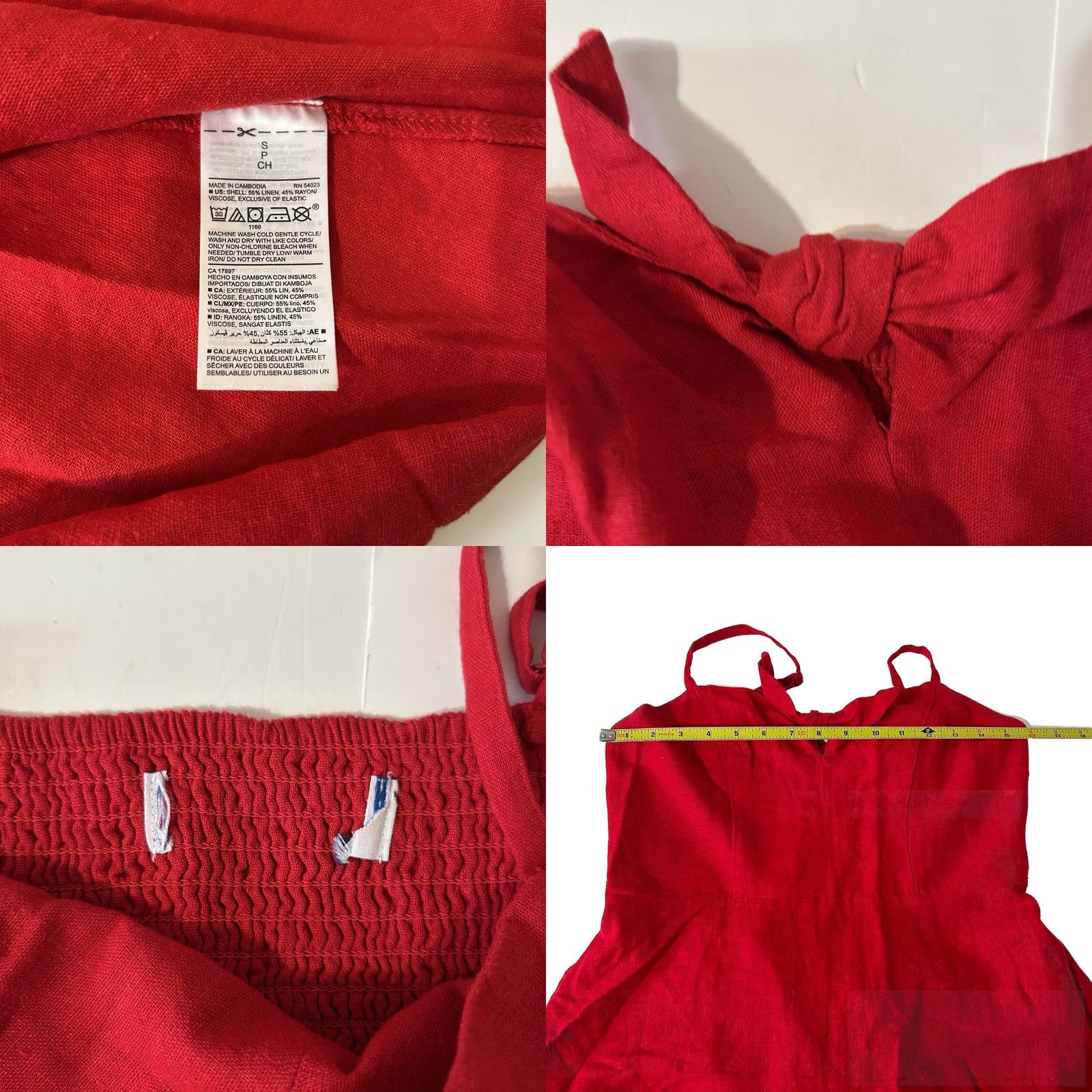 Old Navy Old Navy Linen Blend Cami Dress - Red, S, Knee Length, Sleeveless Size S / US 4 / IT 40 - 9 Thumbnail