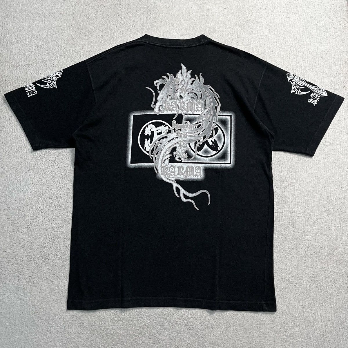 Japanese Brand Vintage KARMA Poem Punk T.Shirt Size US L / EU 52-54 / 3 - 1 Thumbnail